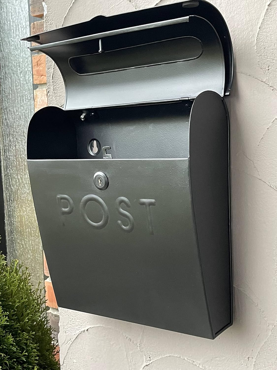 NACH Mailboxes for Outside Wall Mount, 12 x 11.2 x 4.5 inch, Black Mailbox, Waterproof Mailbox with Outdoor Newspaper Holder - The Euro Mailbox