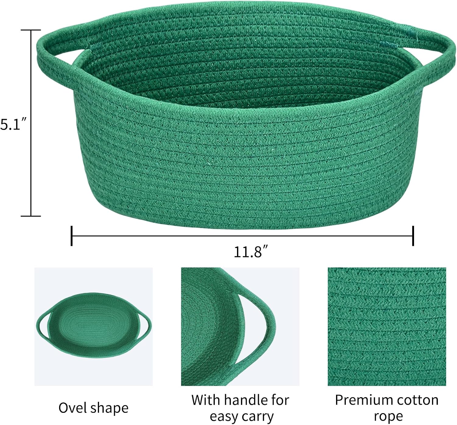 ABenkle Small Basket with Handles, Boho Decorative Rope Woven Dog Cat Toy Storage Bin Shelf Storage Organizer, Easter Christmas Gift Basket, 12"x8"x5"