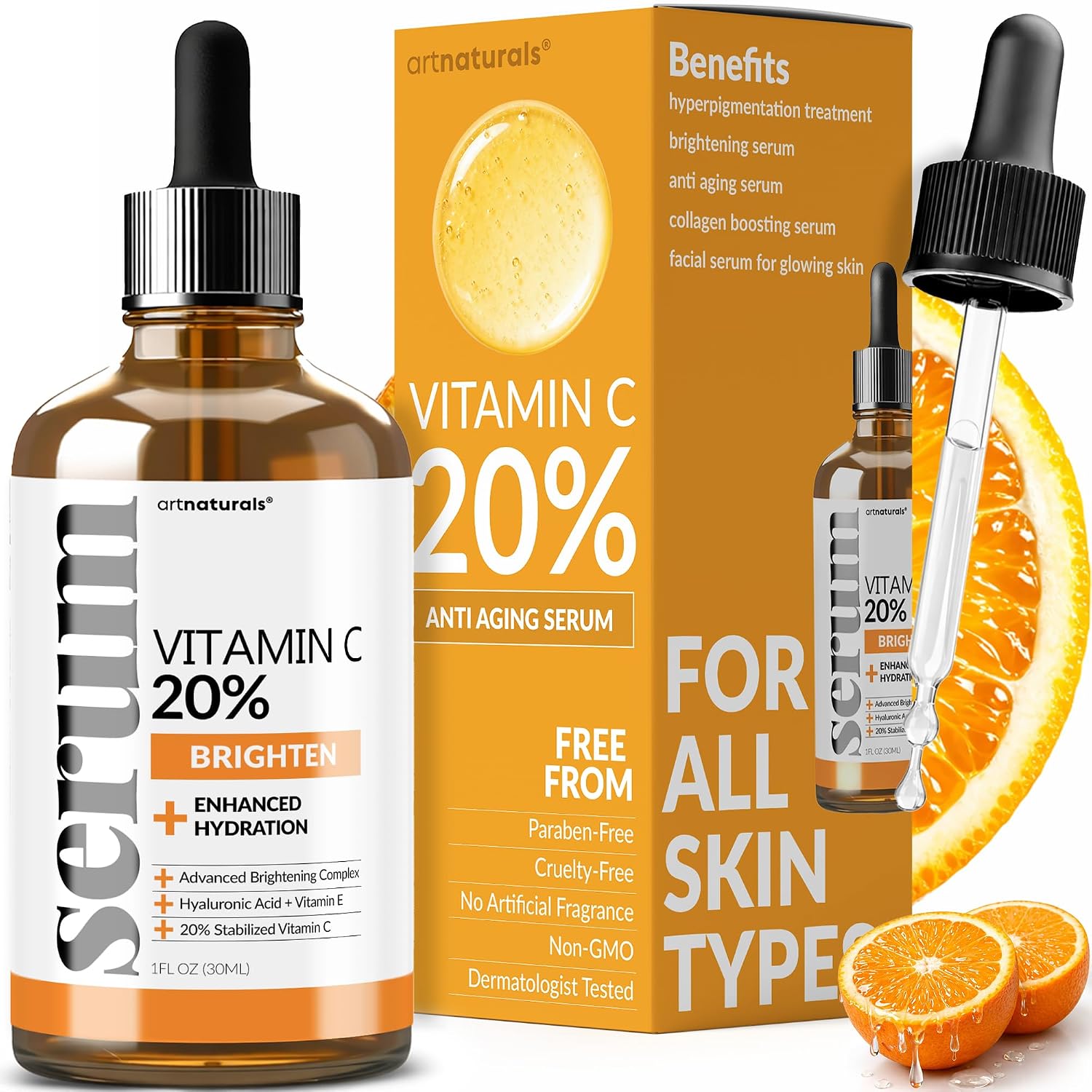 ArtNaturals Vitamin C Serum with Hyaluronic Acid, 1 fl oz