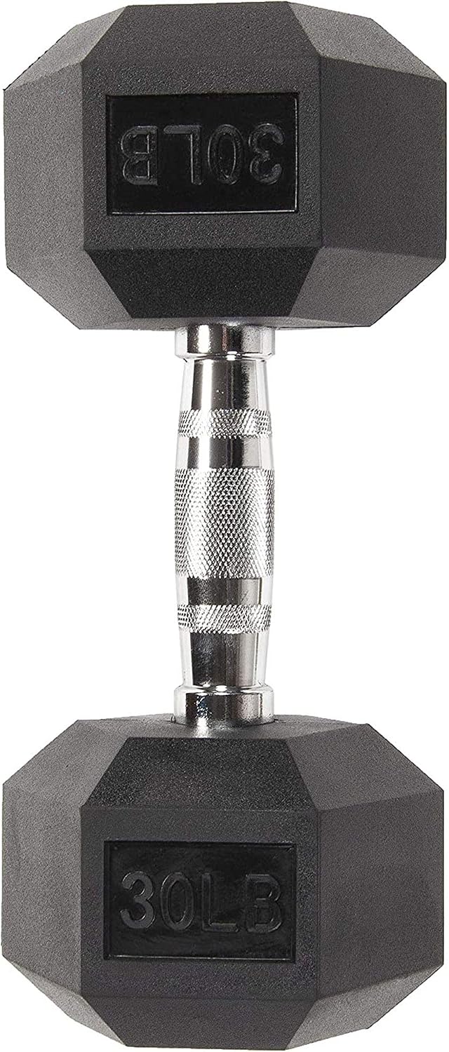 Rubber Encased Hex Dumbbell with Knurled Alloy Material Non-slip Handle, Basic Professional Dumbbell