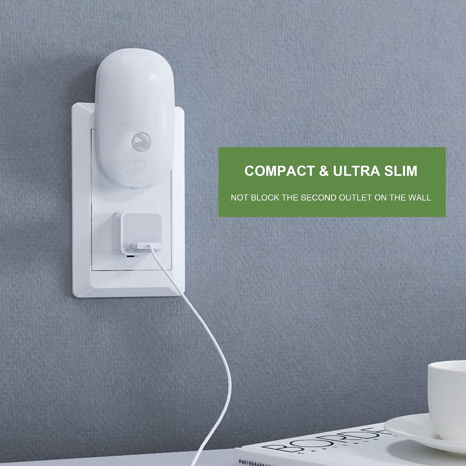 MAZ-TEK Plug in Motion Sensor Dimmable Night Light, Soft Warm White LED Nightlight with Dusk to Dawn Motion Sensor, Adjustable Brightness for Bedroom
