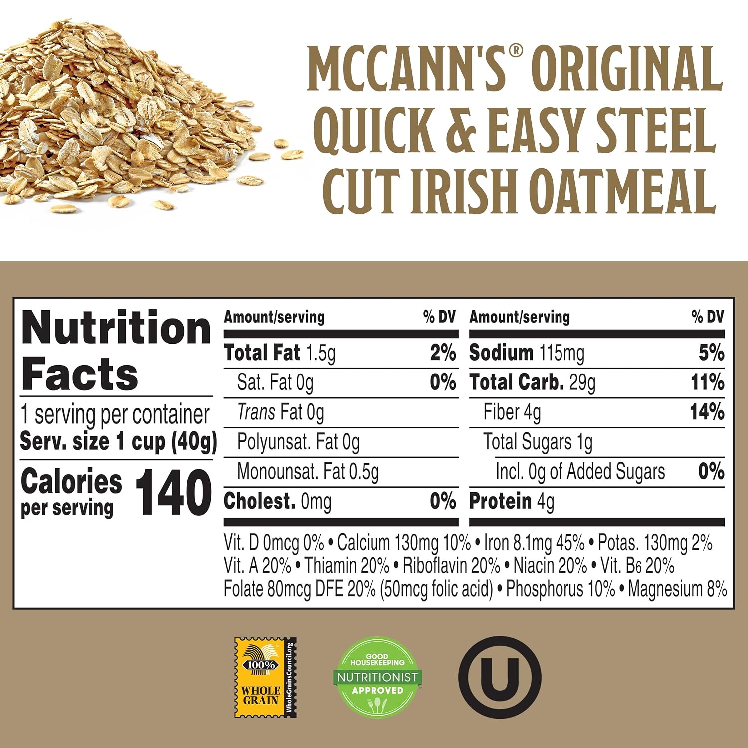 McCann's Irish Oatmeal Instant Oatmeal Cup, Maple Brown Sugar, 1.9 Ounce (Pack of 12)