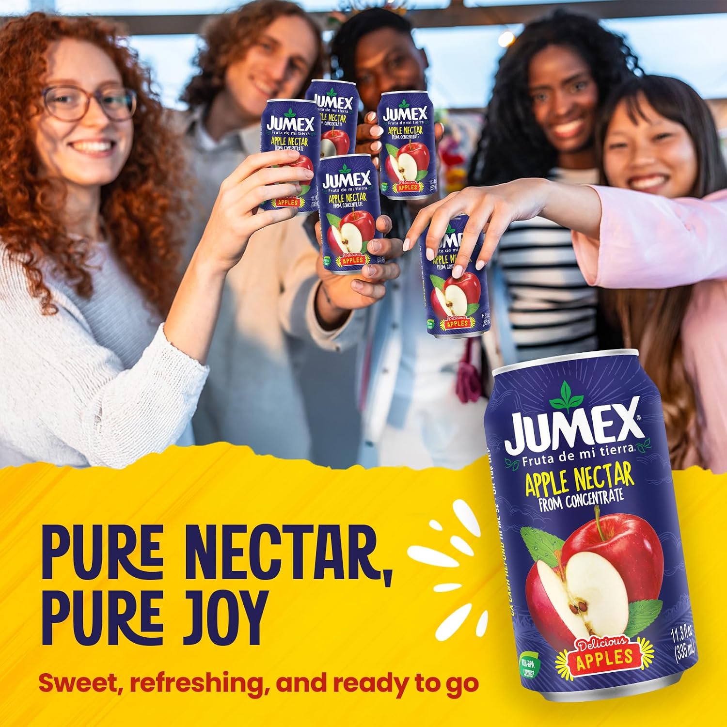 Jumex Mango Nectar Juice & Peach Nectar - Made with Fresh Fruit Puree - Tropical Fruit Juice Concentrate for Smoothie Mix, Cocktail Mixers & Kids Beverages - 11.3oz, 12 Pack Canned Drinks