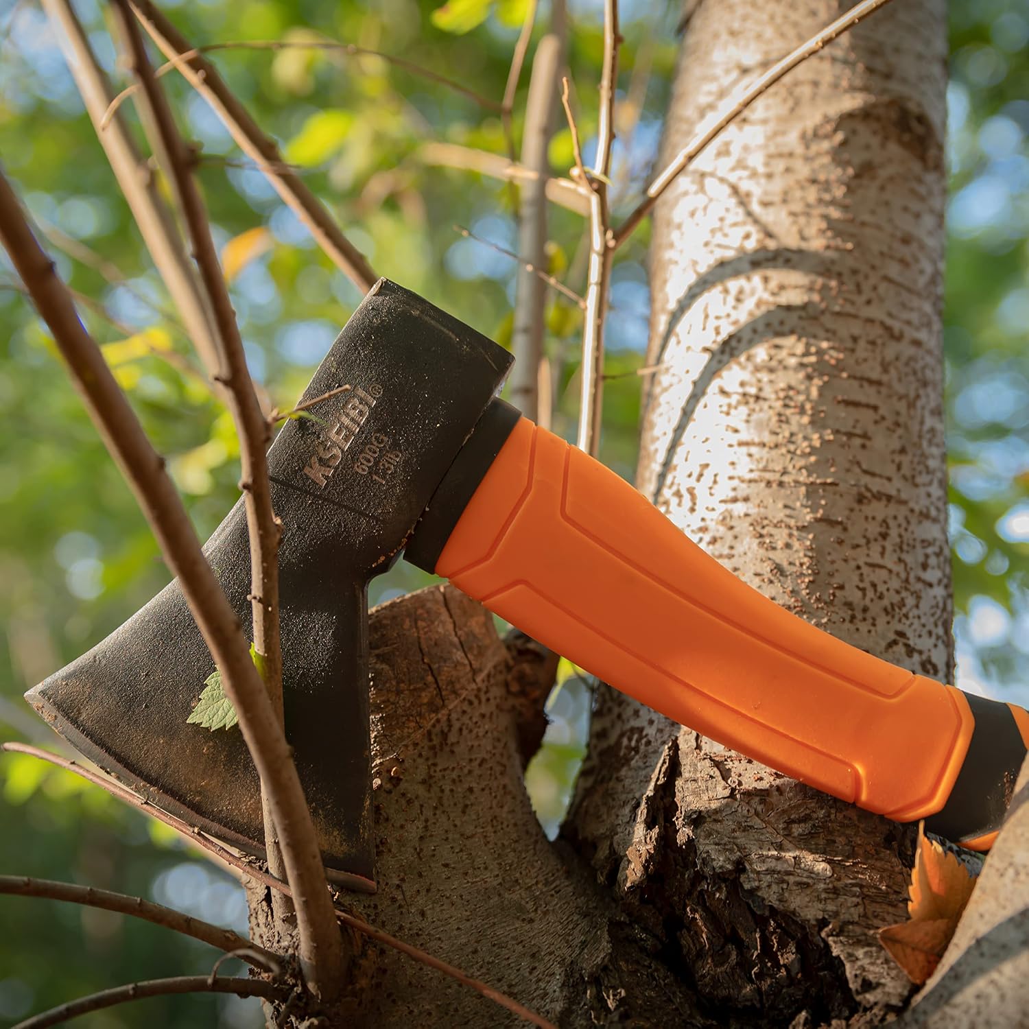 KSEIBI Wood Axe, Small Outdoor Camp Hatchet for Splitting and Kindling Wood