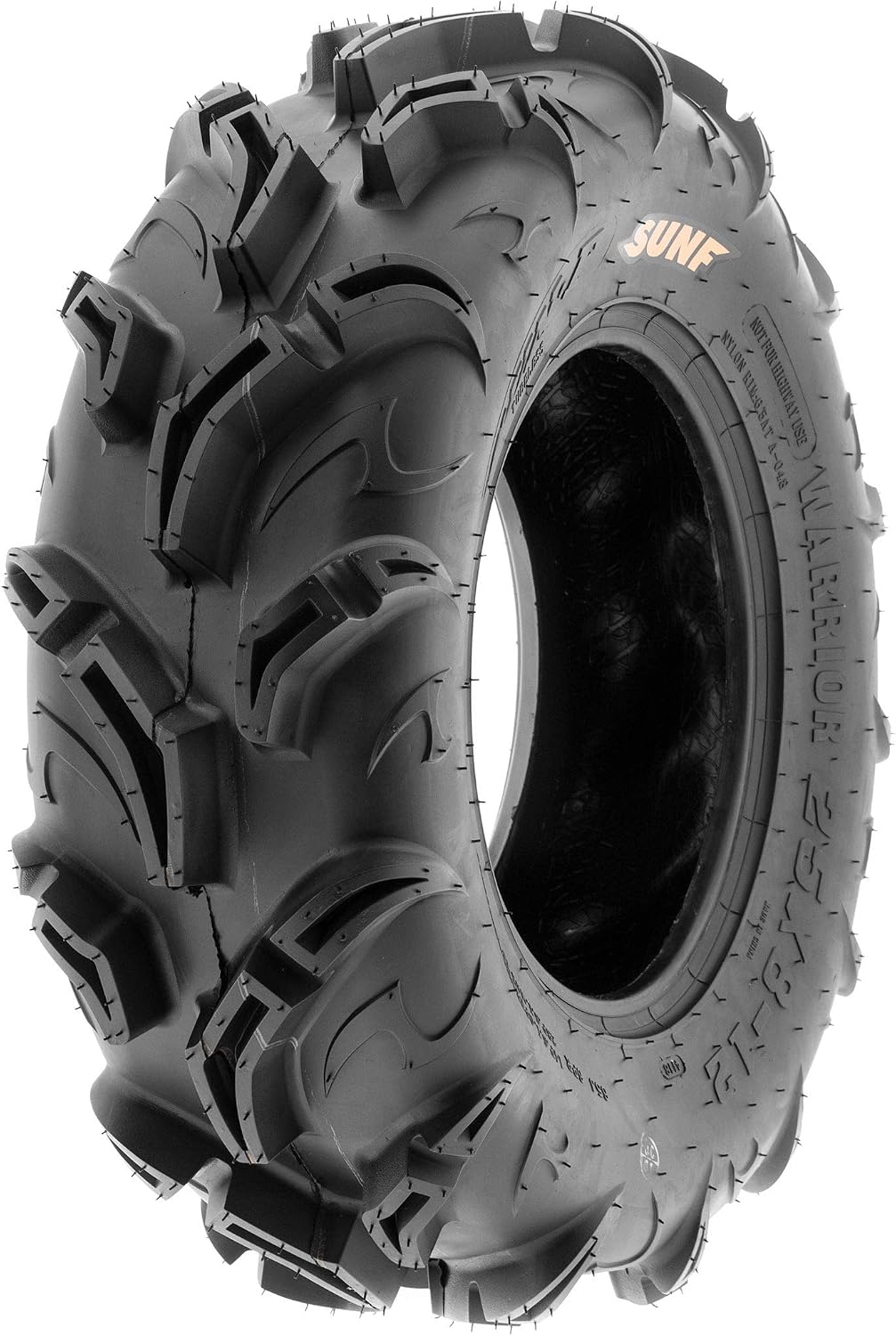 Set of 4 SunF Warrior AT Mud & Trail 25x8-12 Front & 25x10-12 Rear ATV UTV Off-Road Tires, 6 PR, Tubeless A048