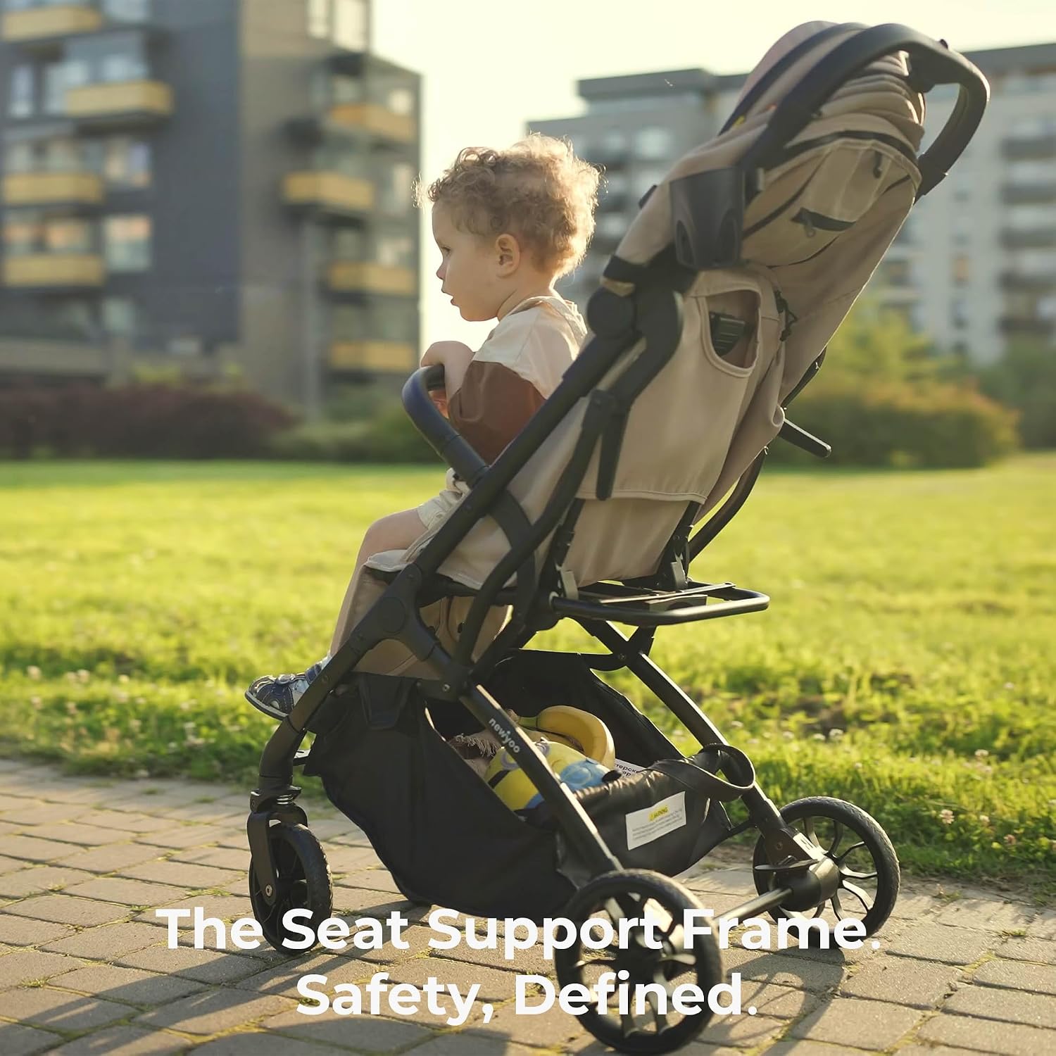 newyoo GlideTow TR18 Travel Stroller, Compact & Lightweight, Muted Olive | Newborn to toddler, foldable, self-standing design, 175° near-flat recline, large mesh window, trolley mode & UPF 50+ canopy