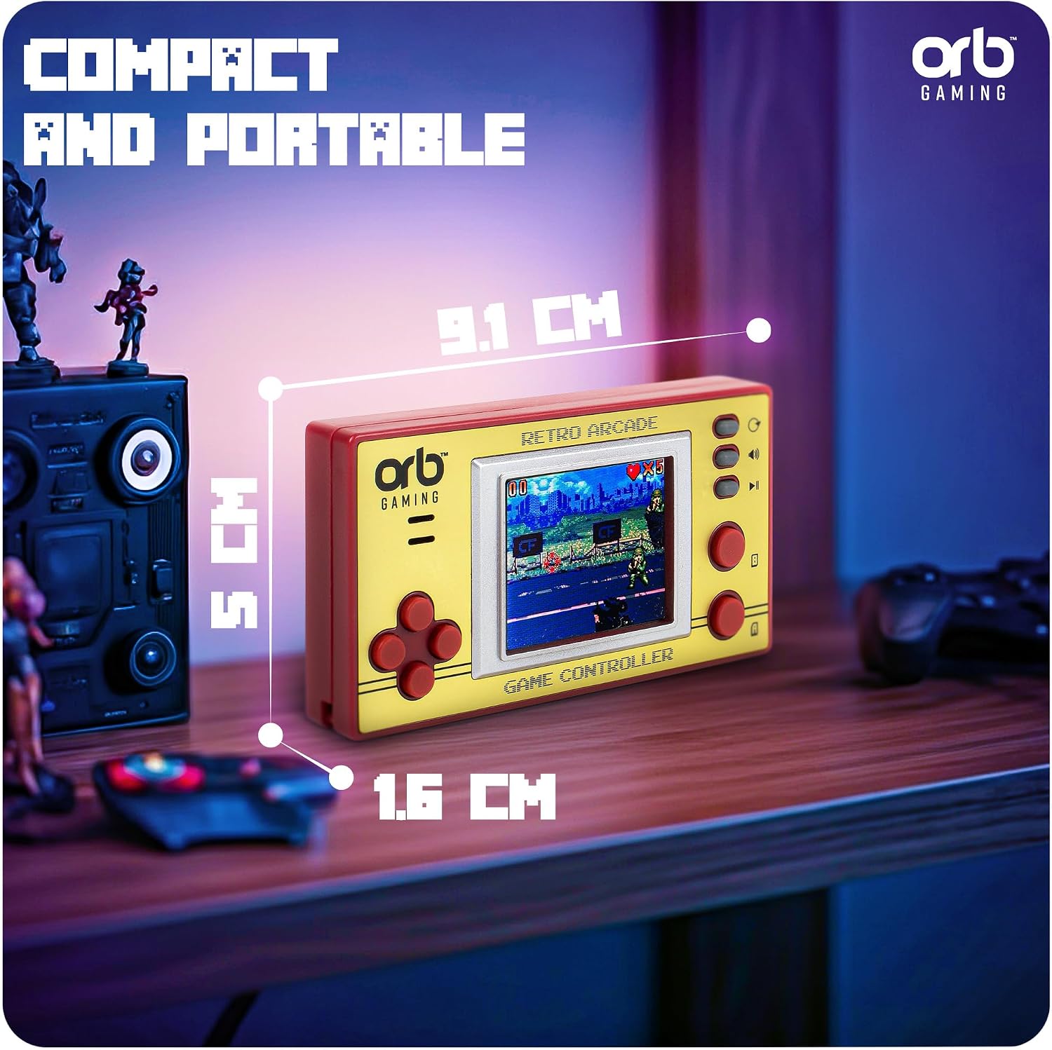 Mini Retro Games Console, 150 in-Built Games, 8-Bit Retro Gaming Handheld Console, 1.8” Full Colour LCD Screen Pocket Console, Immersive Sound Games Console - ThumbsUp!