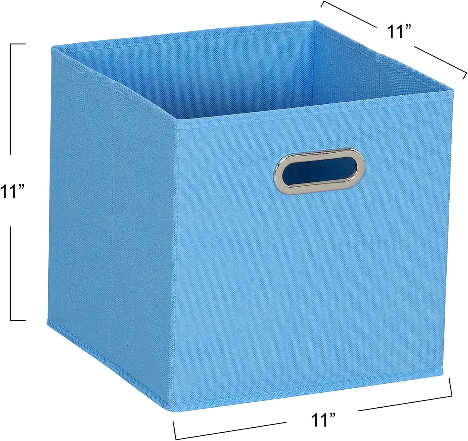Household Essentials Fabric Storage Bins 6 Piece Set, Strong Poly-Woven Fabric, Sturdy Chipboard Sides, Grommet Front Handle, Stackable and Foldable, Classic Design, Navy