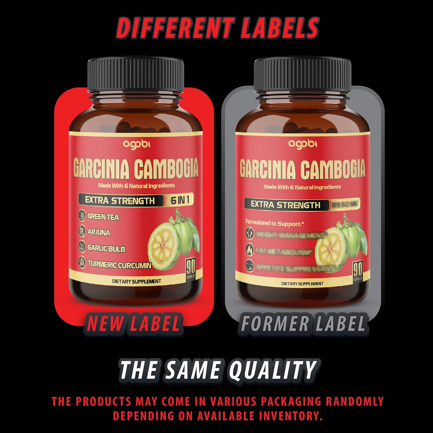 Pure Garcinia Cambogia Capsules - 6in1 with Green Tea, Arjuna, Garlic Bulb, Turmeric & Black Pepper - 90 Counts