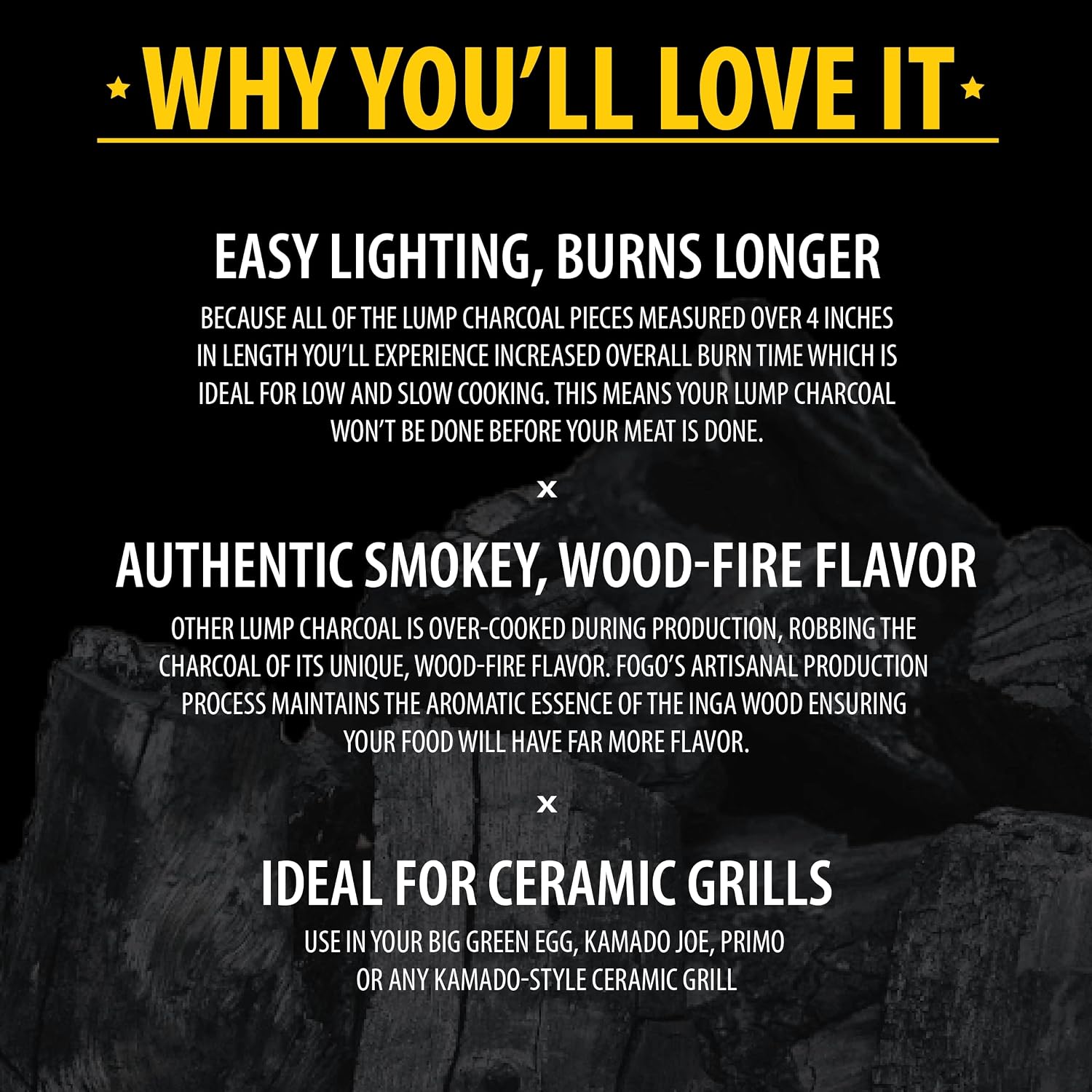 FOGO Super Premium Hardwood Lump Charcoal, Natural, Large Sized Lump Charcoal for Grilling and Smoking, Restaurant Quality, 35 Pound Bag