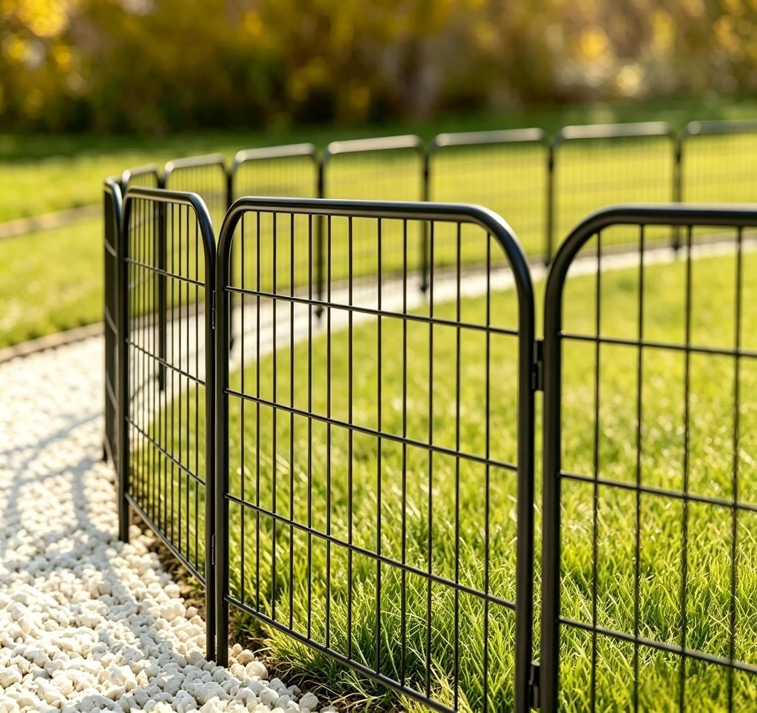 AMAGABELI 10 Panels 17in(H)×10ft(L) Decorative Garden Fences and Borders for Dogs No Dig Rustproof Metal Fence Panels Garden Edging Border Animal Barrier Fencing for Flower Beds Yard Patio Decor Black