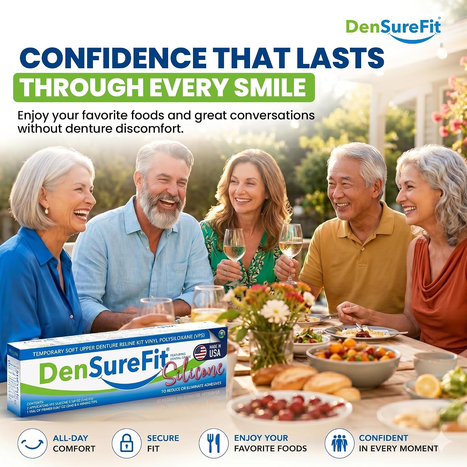 DenSureFit Upper Denture Reline Kit, Soft Silicone Liner