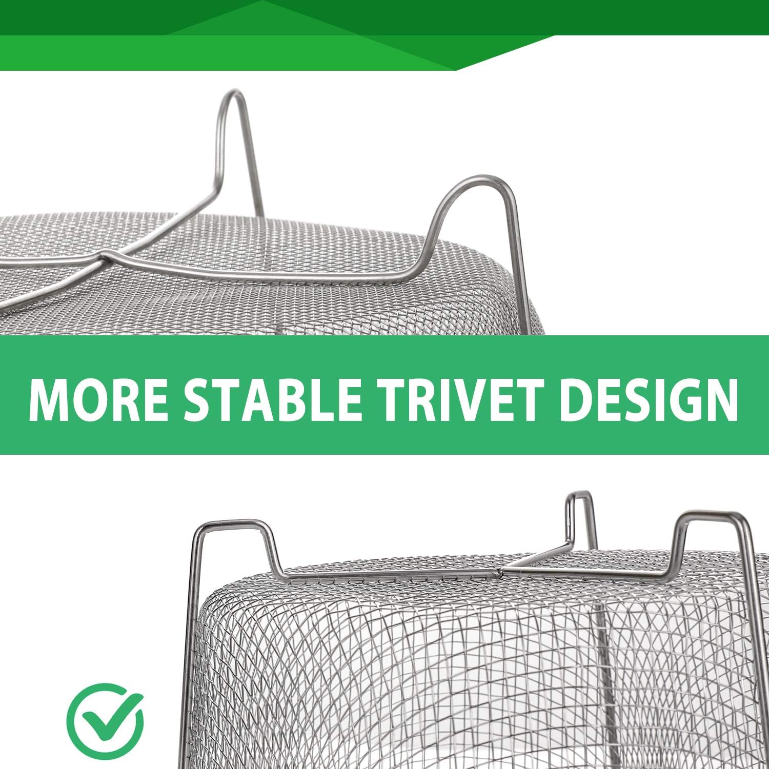 AOZITA Steamer Basket for Instant Pot Accessories 6 qt or 8 quart - 2 Tier Stackable 18/8 Stainless Steel Mesh - Silicone Handle - Vegetable Steamer