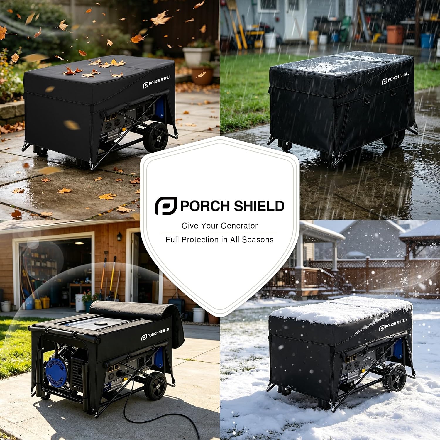 Porch Shield Waterproof Universal Generator Cover 32 x 24 x 24 inch - for Most Generators 5000-10000 Watt, Black