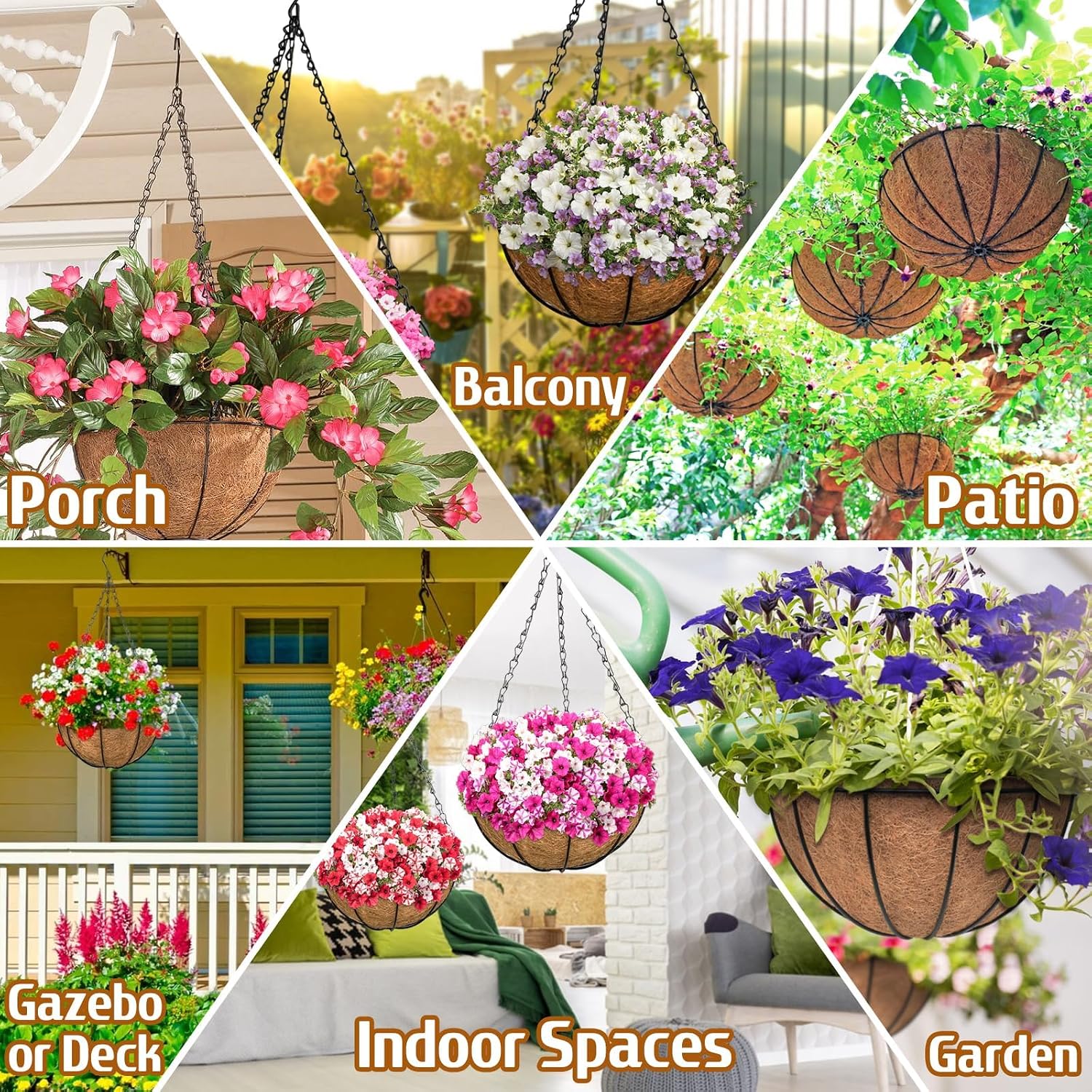 ZeeDix 3 Pack 10 Inch Metal Hanging Baskets