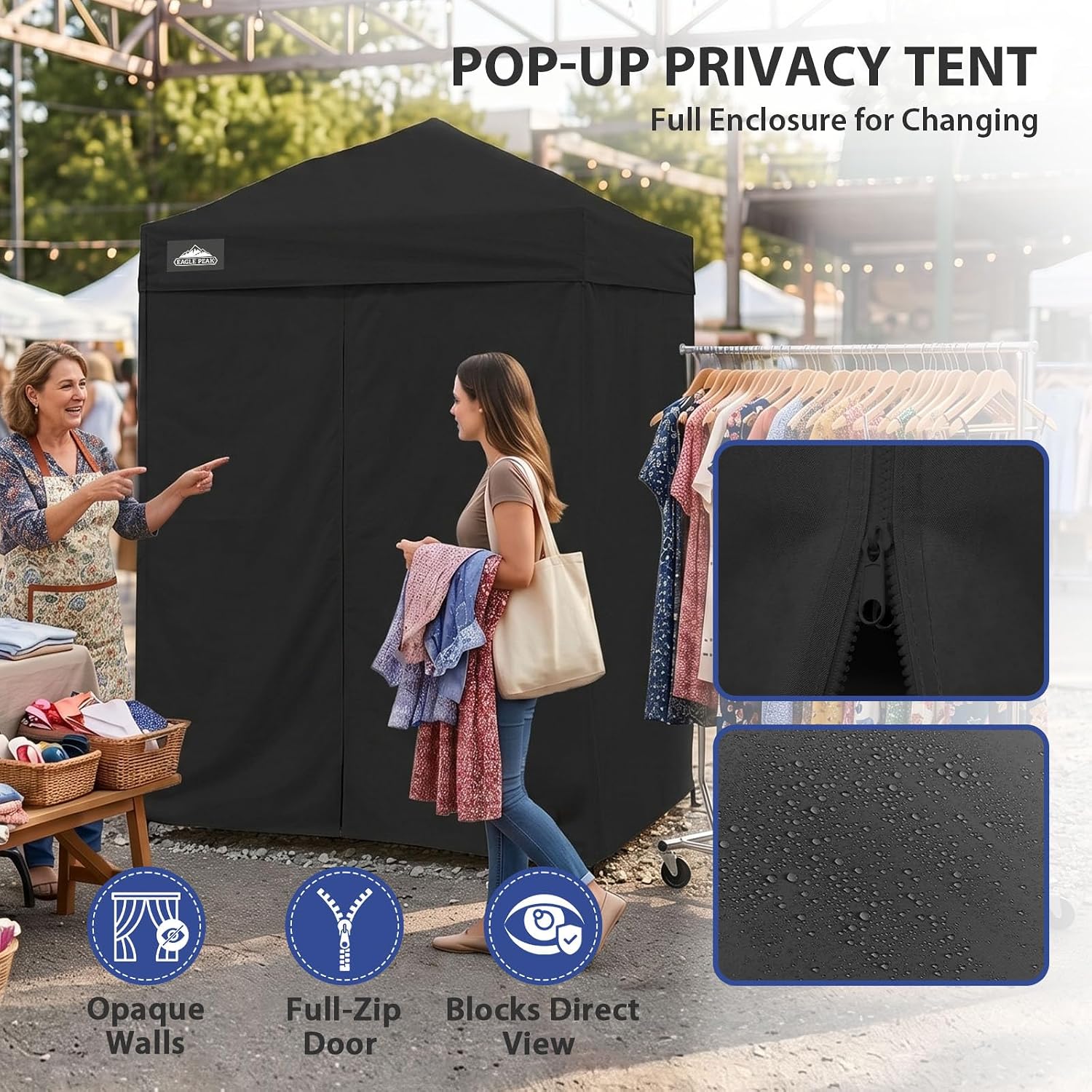EAGLE PEAK 4x4 Pop Up Changing Tent, Outdoor Changing Room, Gray/White