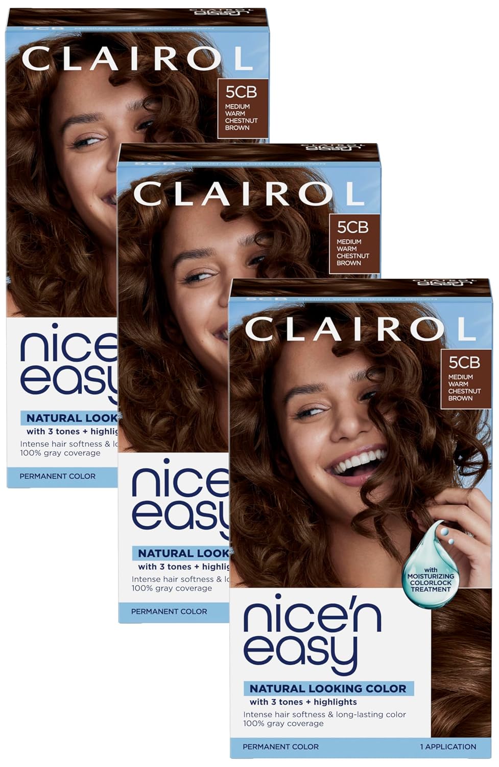 Clairol Nice'n Easy Permanent Hair Dye, 6A Light Ash Brown | Pack of 3