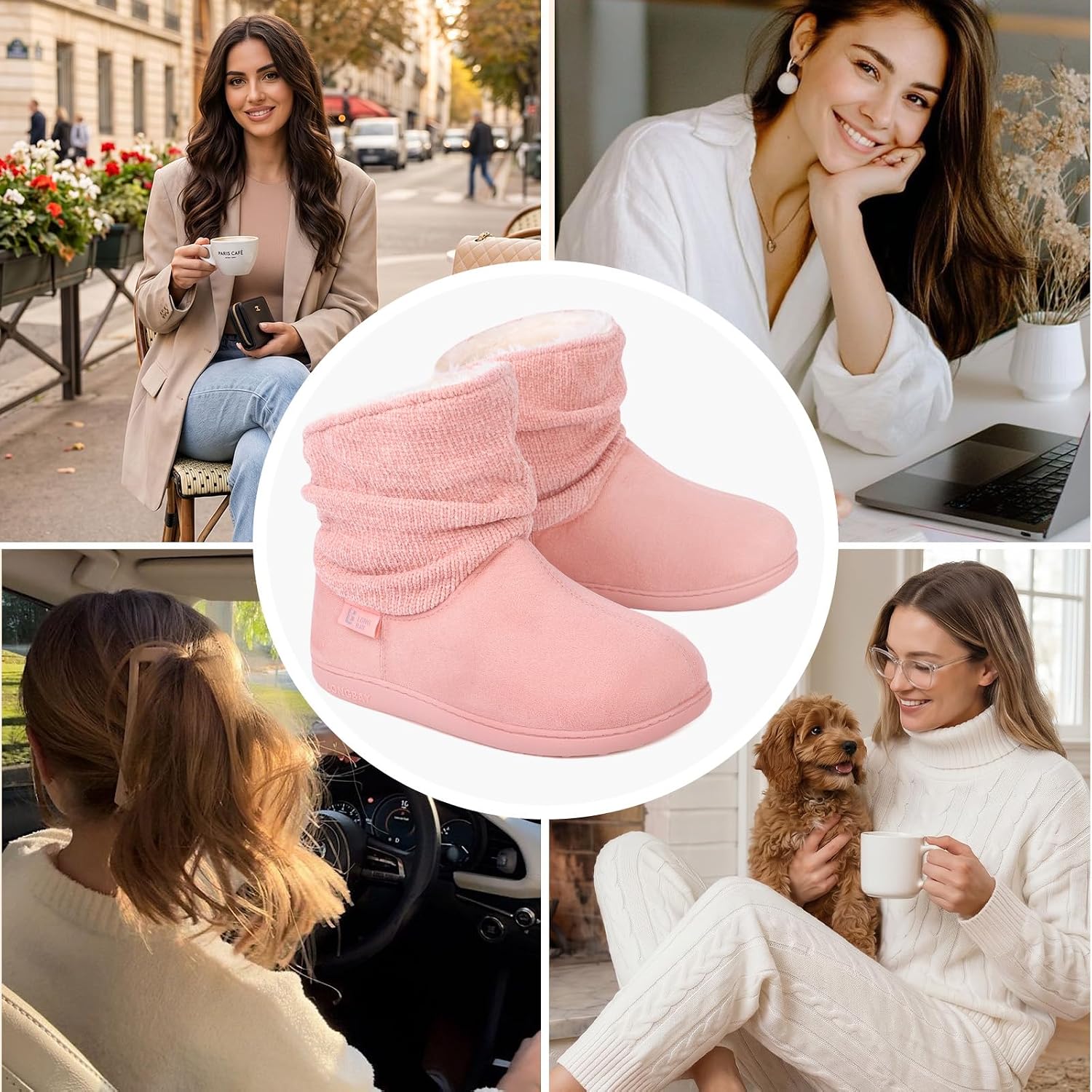 LongBay Slippers Boots for Women Warm Winter Fuzzy Bootie House Shoes Gifts
