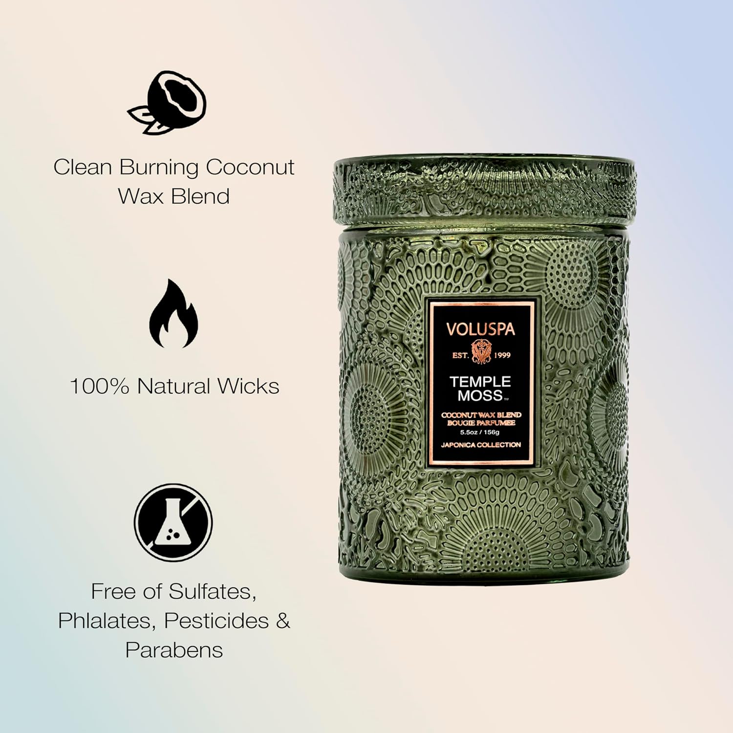 Voluspa Baltic Amber, Small Candle Jar, 5.5 oz, 50 Hour Burn Time, Coconut Wax for Clean Burning, Handcrafted in the USA