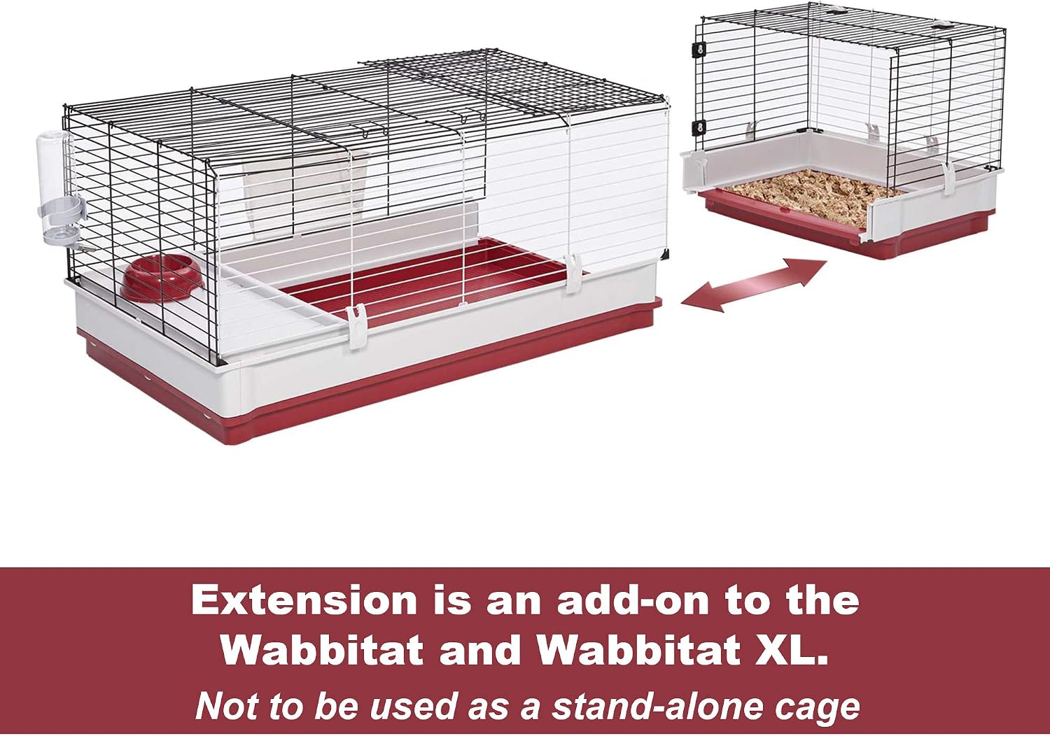MidWest Homes for Pets 158 Wabbitat Deluxe Rabbit Home, Rabbit Cage, 39.5 L x 23.75 W x 19.75 H Inch, Maroon/White