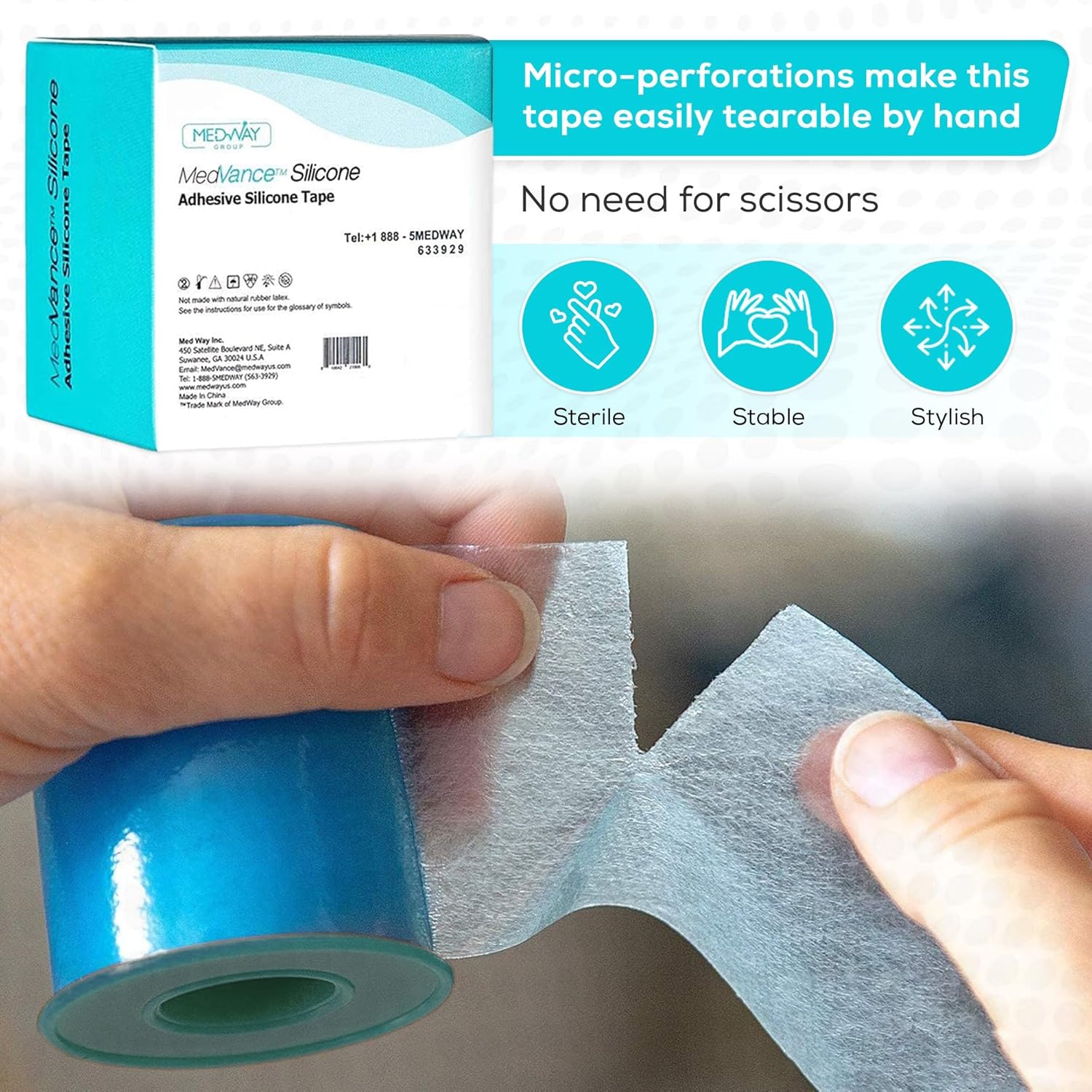 MedVance Silicone Adhesive Medical Tape, Scar Sheet,1" x5' (1 Pack)