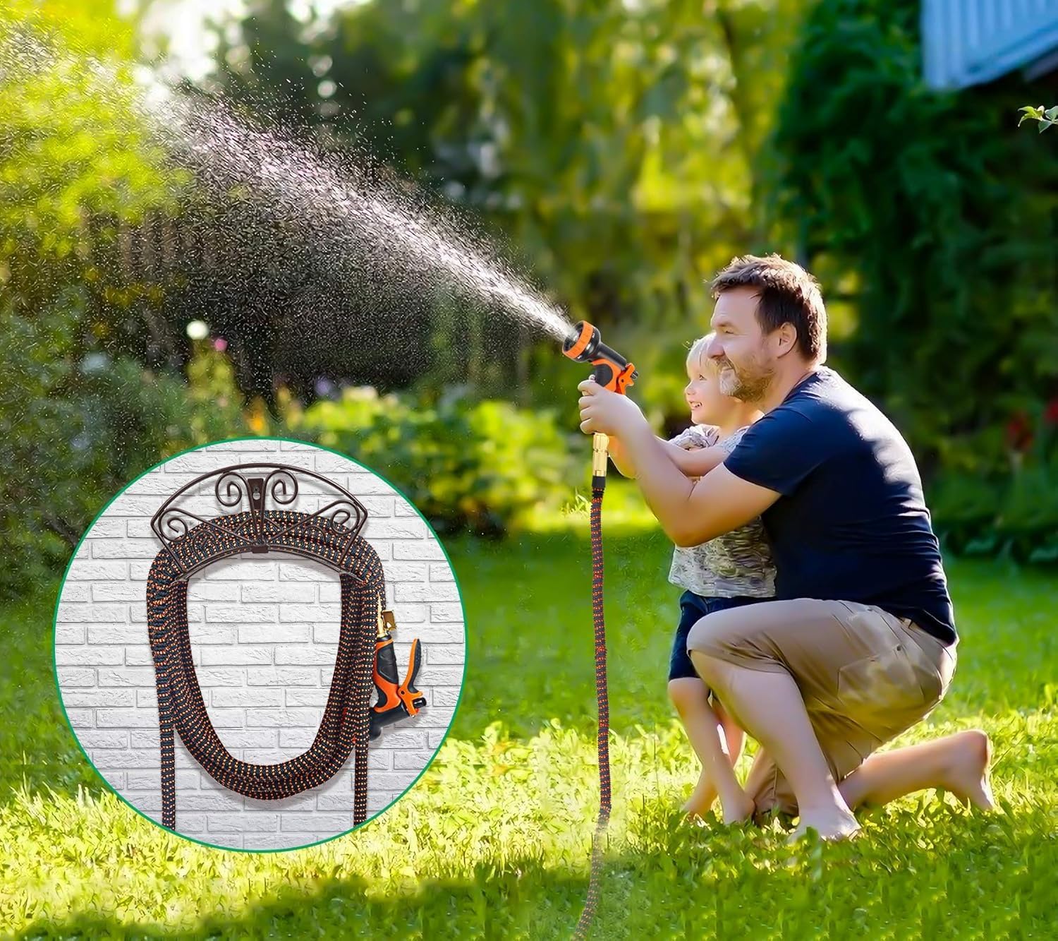 TomCare Garden Hose Holder, Heavy Duty 150 ft Capacity Hose Hanger