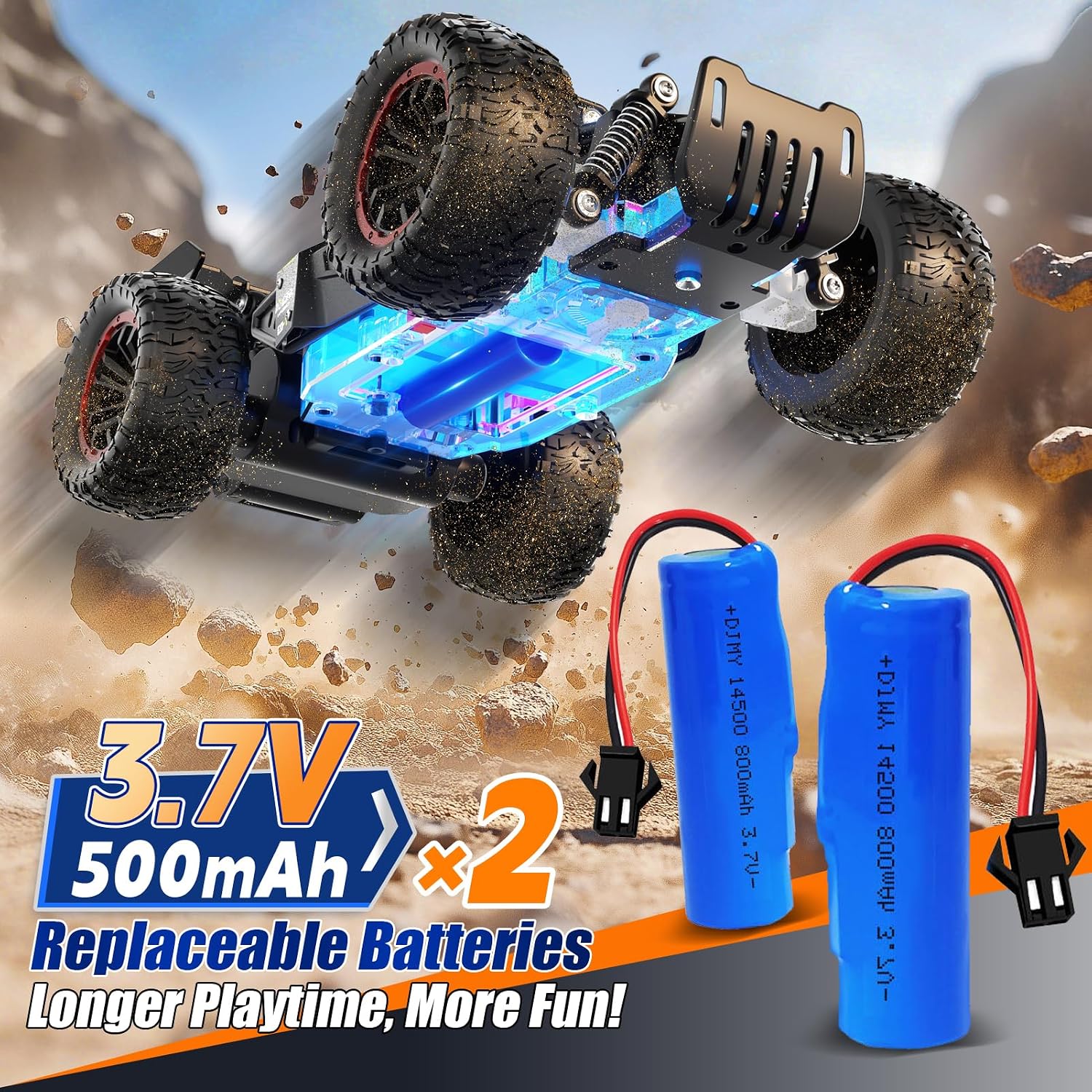 Remote Control Car, Fast RC Monster Truck with Durable Metal Body, 1:16 Off-Road RC Crawler with LED Headlights, All-Terrain Drift Car, 3 4 5 6 7 8 9 10 Year Old Boys Girls Kids Gifts