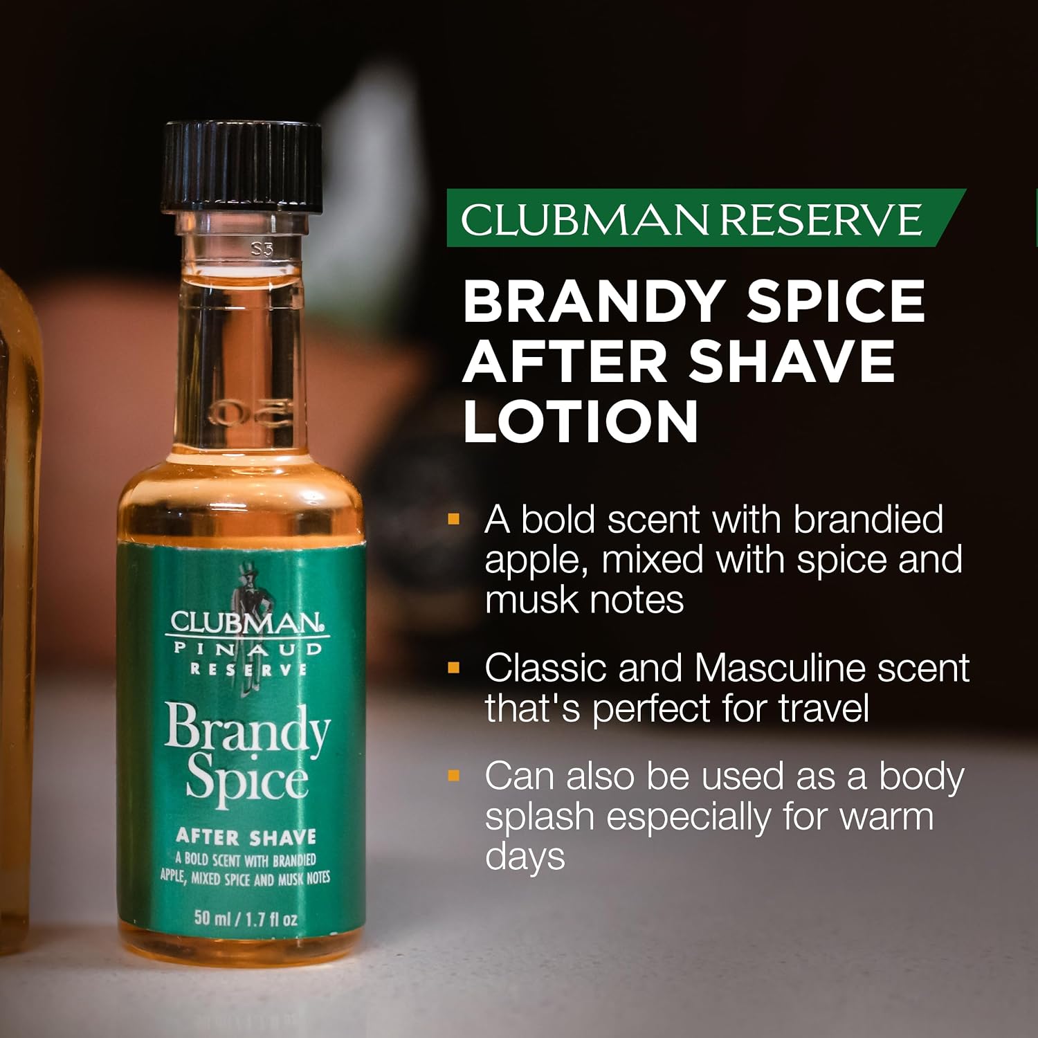 Clubman Reserve Brandy Spice After Shave Lotion – Bold, Masculine Fragrance, Aftershave for Men, 6 oz