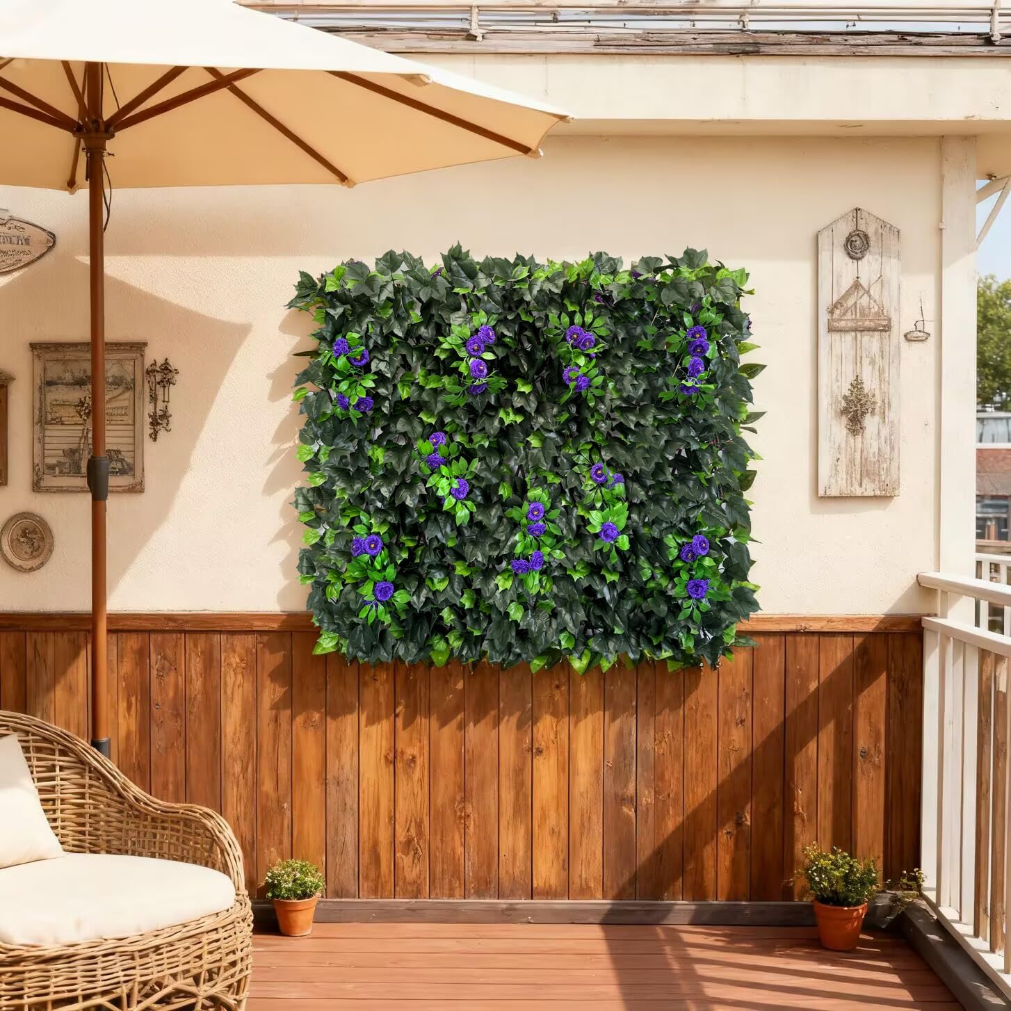 Expandable Fence Privacy Screen for Balcony Patio Outdoor,Decorative Faux Ivy Fencing Panel,Artificial Hedges (Single Sided Leaves)……
