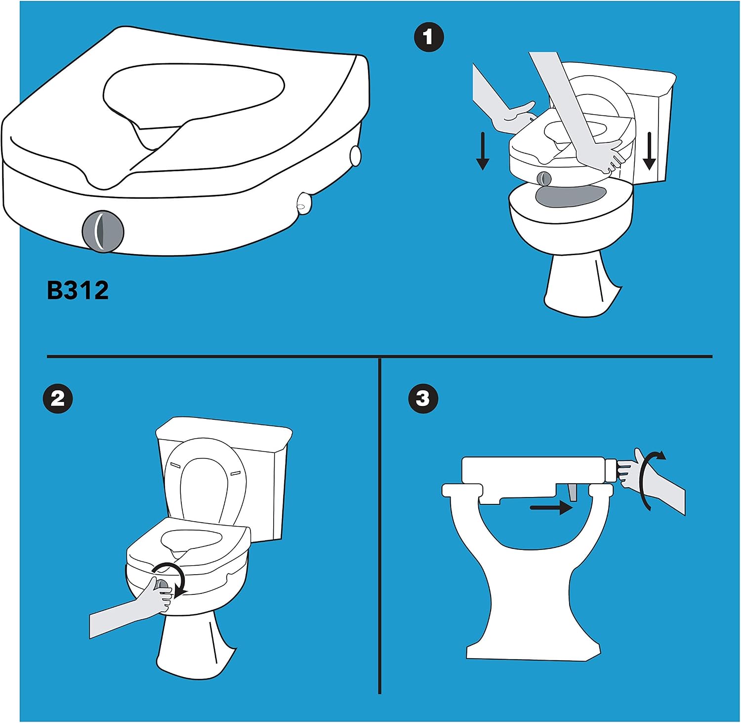 Carex E-Z Lock Raised Toilet Seat, Elongated Toilet Seat Riser, Adds 5 Inches of Height, 300 lbs Capacity