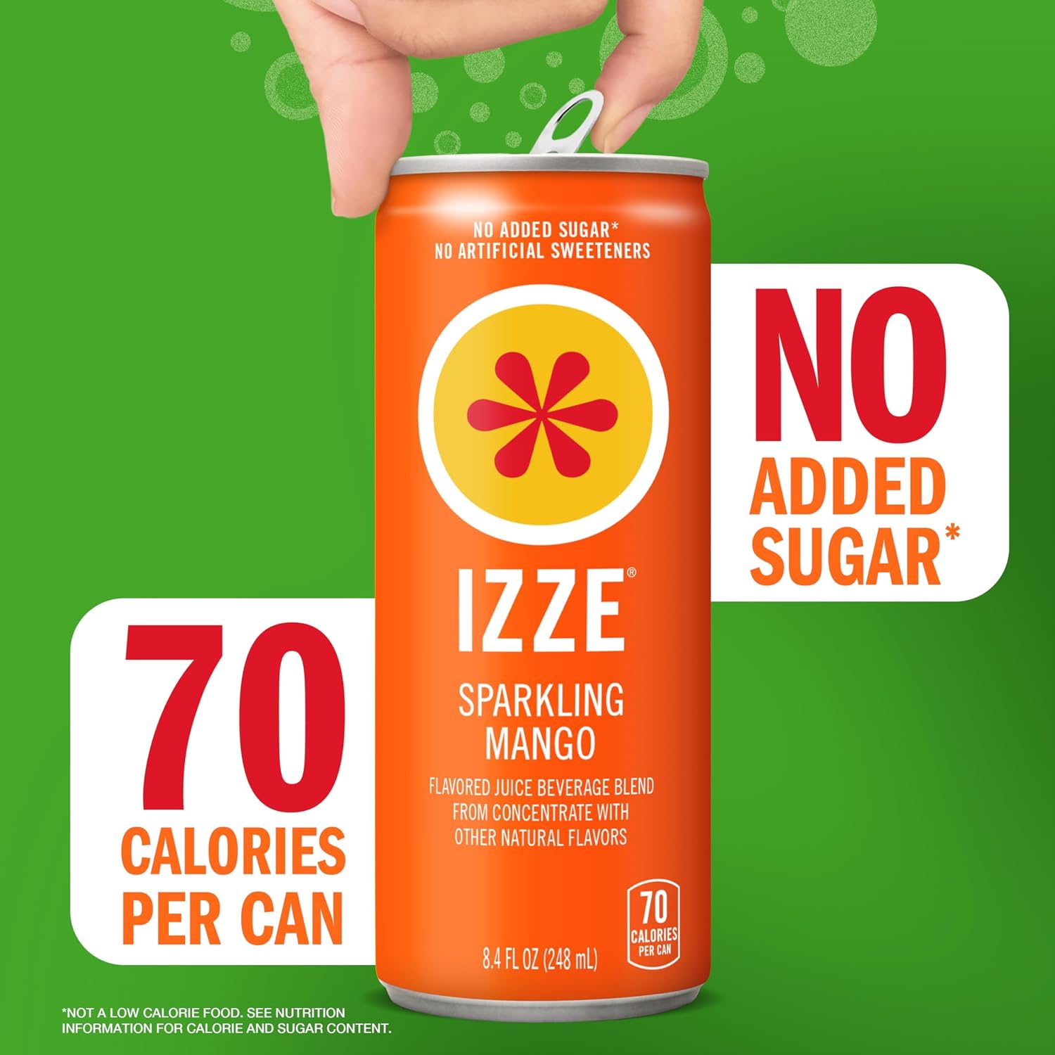 IZZE Sparkling Water Juice Beverage Blend, Pineapple, No Sugar Added, 8.4 FL OZ, 24 Cans
