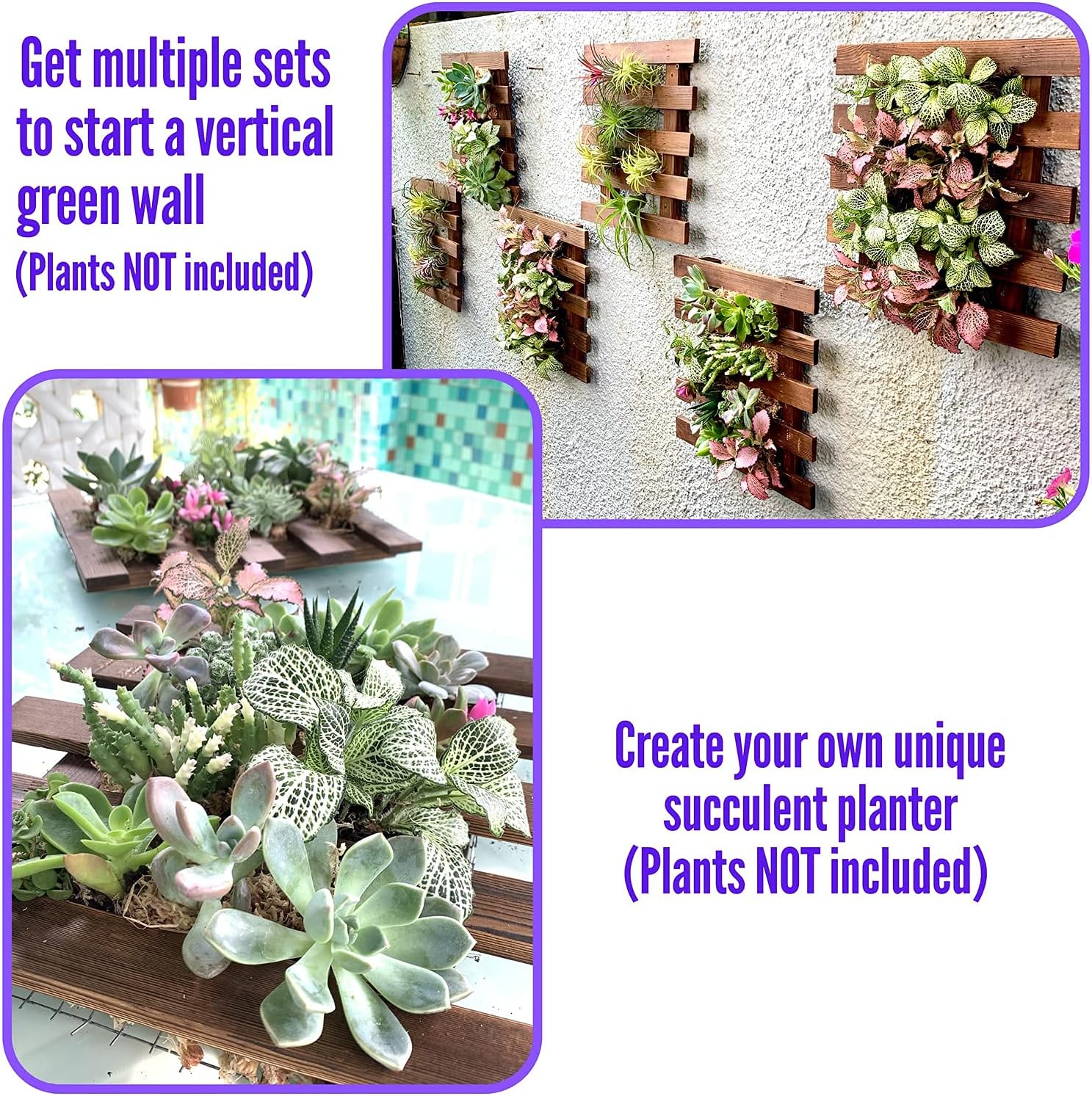 ShopLaLa Wall Planter (60cm, 2 Pack) Hanging Planters for Indoor Plants