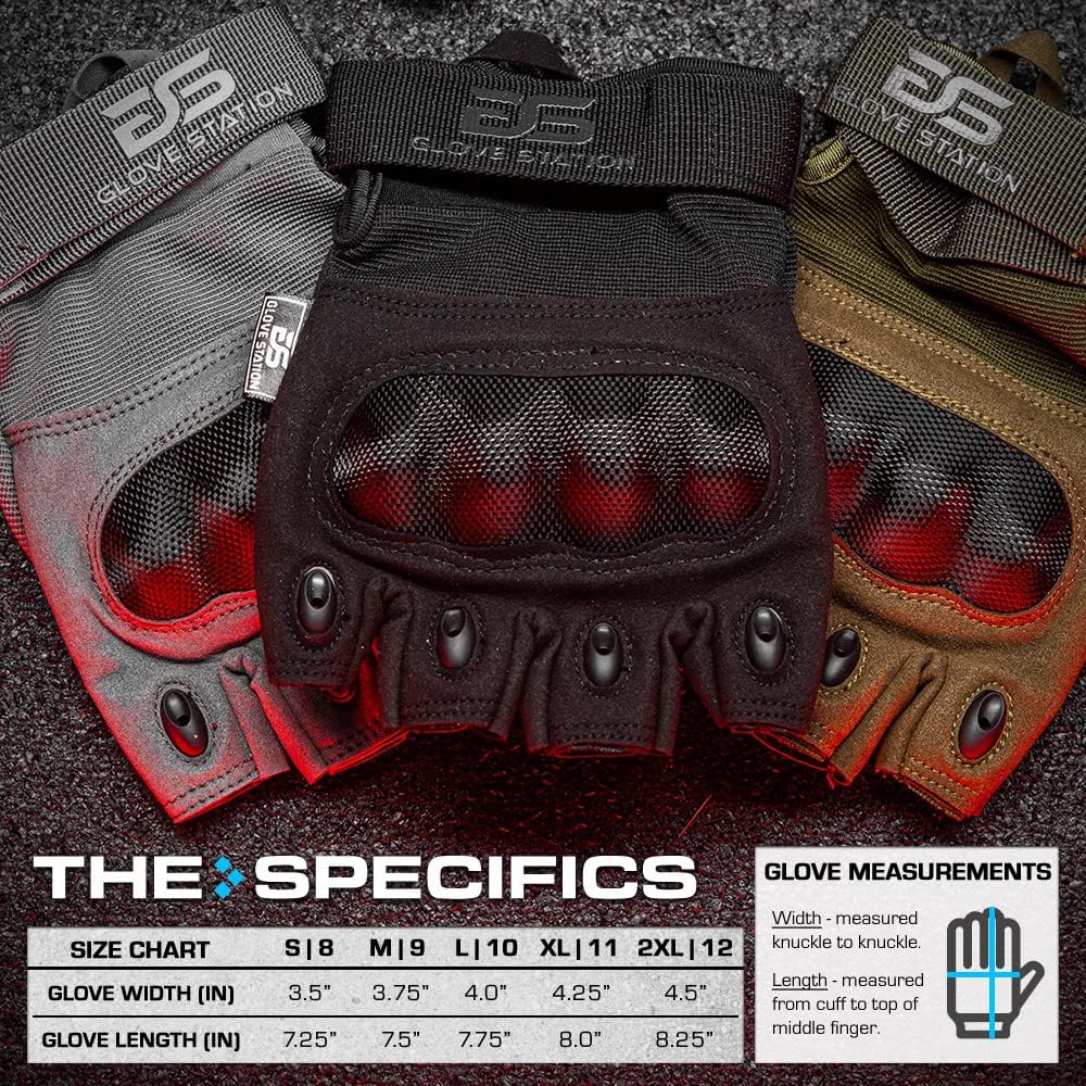 Glove Station Fingerless Knuckle Motorcycle Gloves, TACHK200