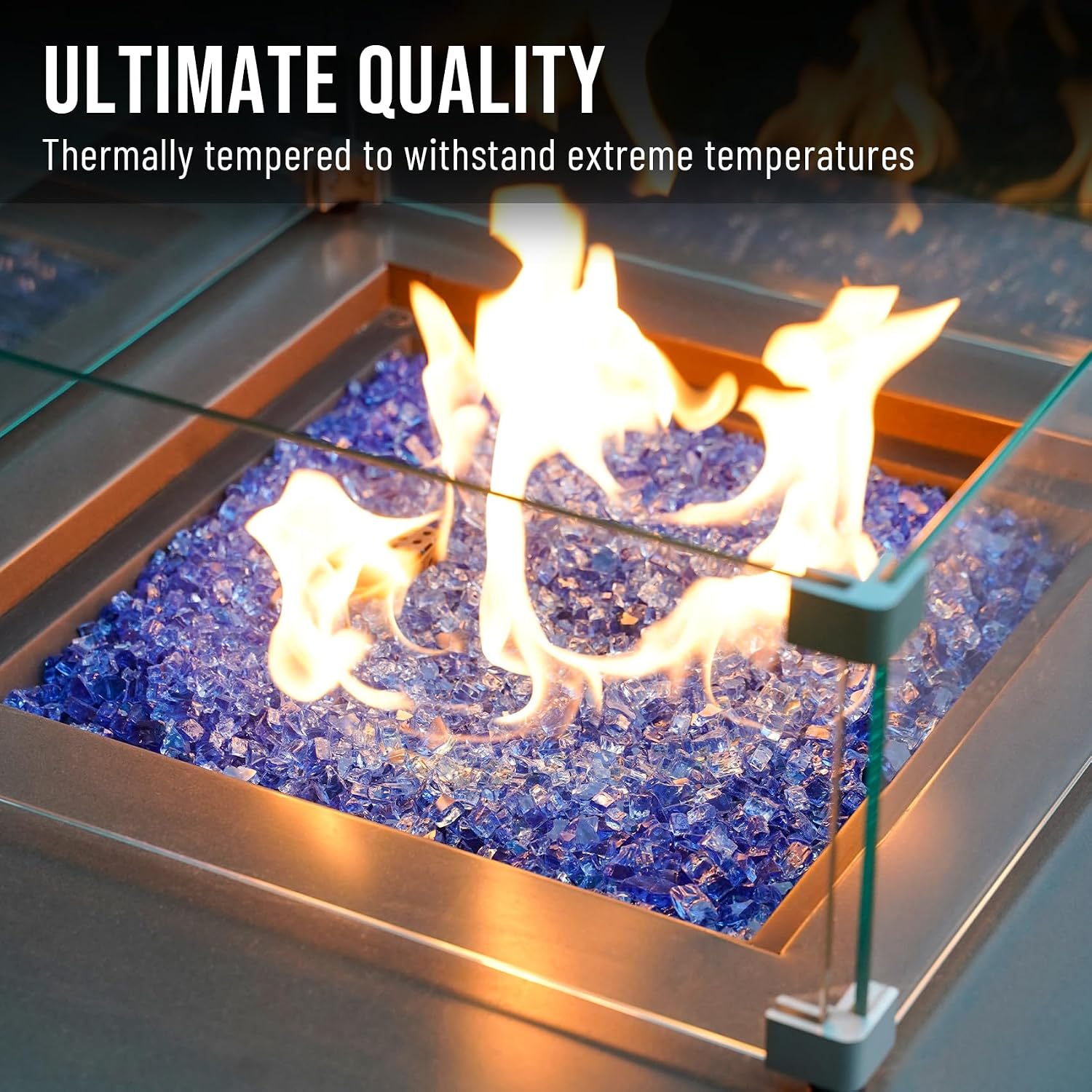 Skyflame 1/4" Pacific Blue Regular Fire Glass for Fire Pit Fireplace