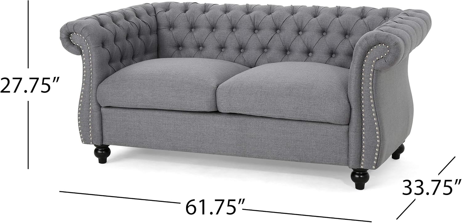 Christopher Knight Home Karen Traditional Chesterfield Loveseat Sofa, BlackBerry and Dark Brown, 61.75 x 33.75 x 27.75