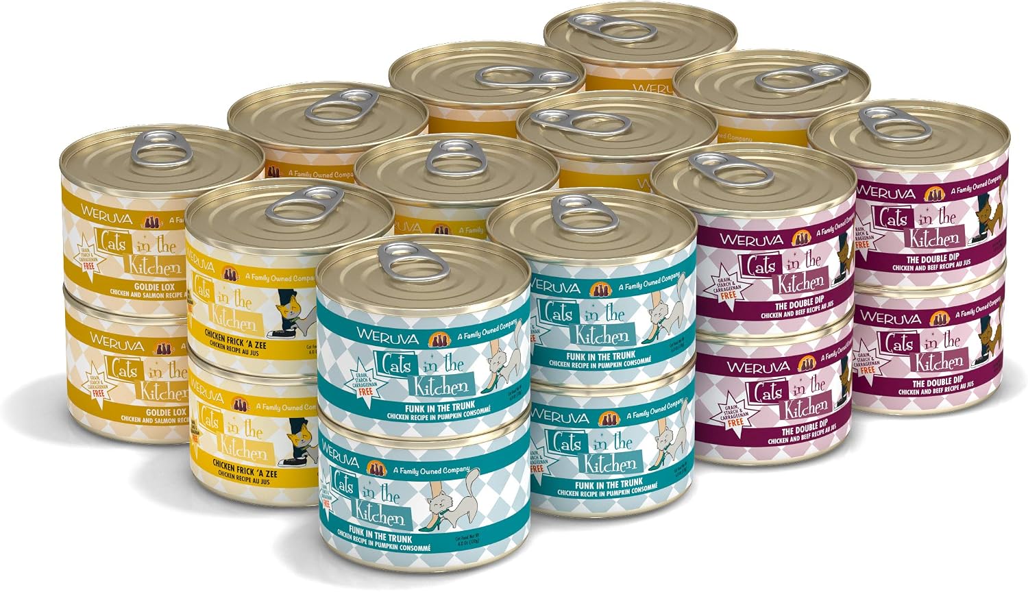 Weruva Cats in The Kitchen Goldie Lox an The 3 Fares Variety, 6oz, 24 Pack