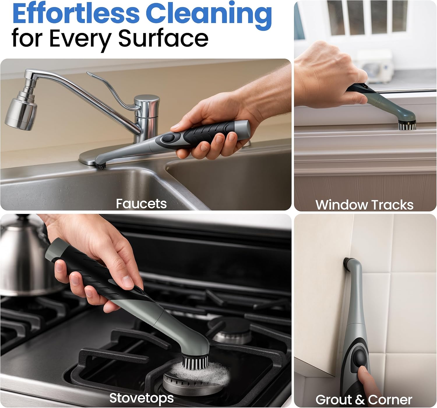 BEEST GroutCare 10000 Electric Spin Scrubber - Bathroom Cleaning Brush w/ 2 Replaceable Heads