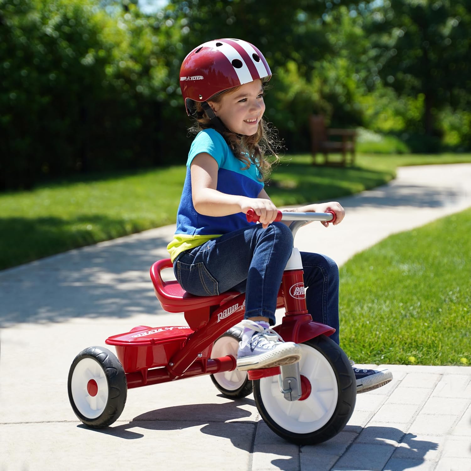 Radio Flyer Red Rider Trike, for Ages 2.5-5, Toddler Tricycle | Quiet Ride Wheels, Comfort Grip Handlebars, Easy Carry Seat Handle, Covered Storage Bin, (Amazon Exclusive)