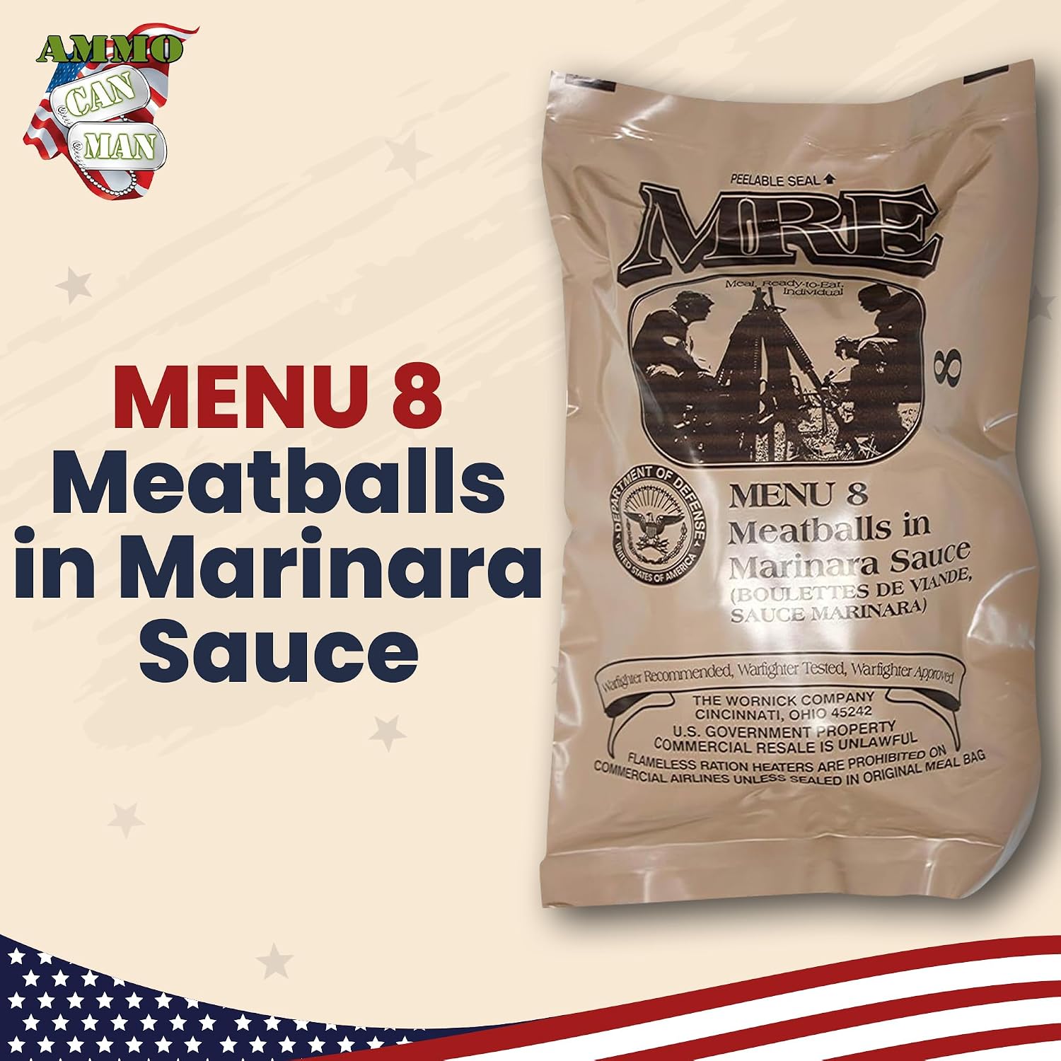 MRE Emergency Food Rations - Military Surplus, Assorted Flavors, 4-Pack | MRE Rations - Military Surplus Emergency Food, Assorted Flavors
