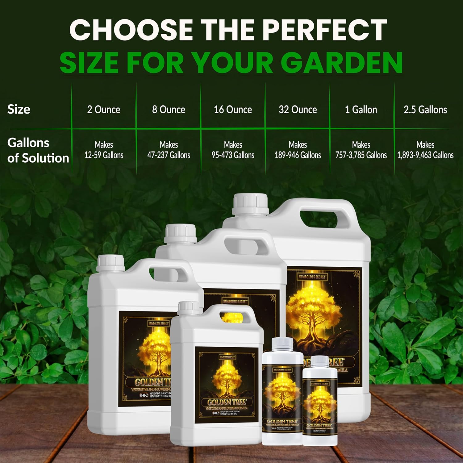 Humboldts Secret Golden Tree Liquid Plant Food | Enhances Growth Indoors or Outdoors | All-in-One Plant Nutrients for Vegetables, Trees, Flowers, Fruits, Roses, Lawns, Tomatoes | 16 Ounce