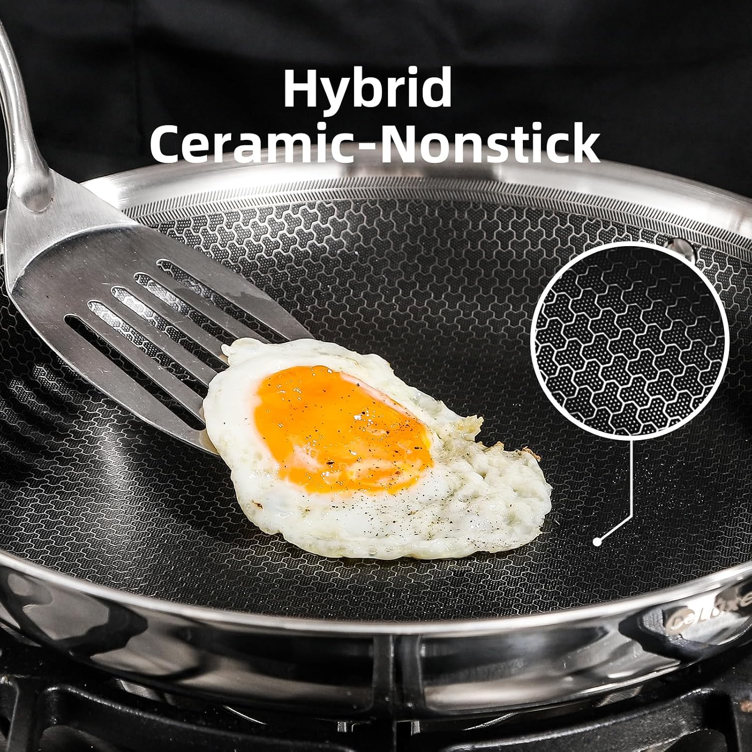 Deluxe 13 Piece Hybrid Ceramic Nonstick Stainless Steel Cookware Set | 5 PC Fry Pan Set, 6 PC Pot Set, 3.7QT Deep Sauté Pan&Lid, Induction Ready, Stay Cool, PFOA Free FOR All Cooktops