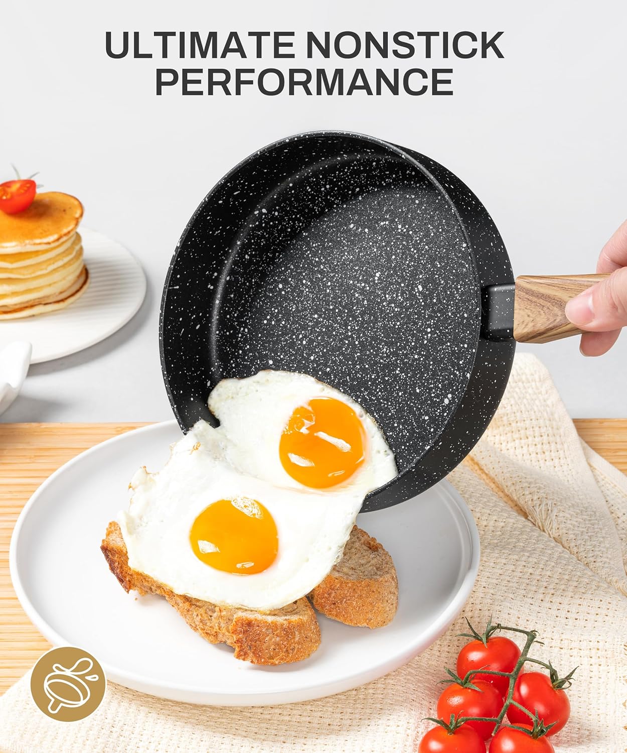 MICHELANGELO 8 Inch Nonstick Frying Pan with Lid, Non Stick Small Frying Pan with Non-Toxic Coating, Non-Stick Skillet with Ergonomic Handle