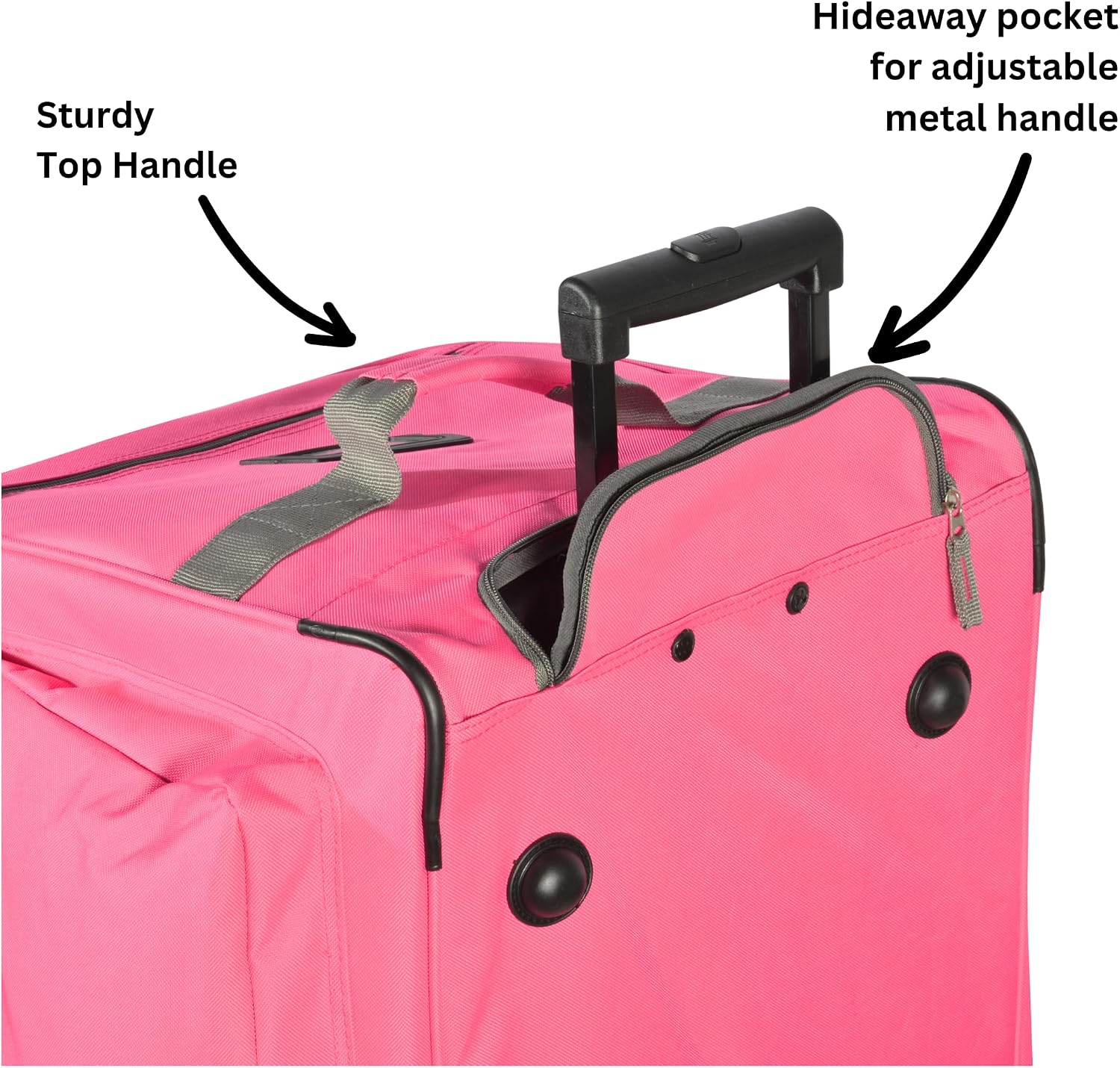 Olympia U.S.A. 33 inch Jumbo Size 8 Pockets Wheeled Rolling Duffel Bag Water Resistant Luggage Lightweight Travel Suitcase with Retractable Handle
