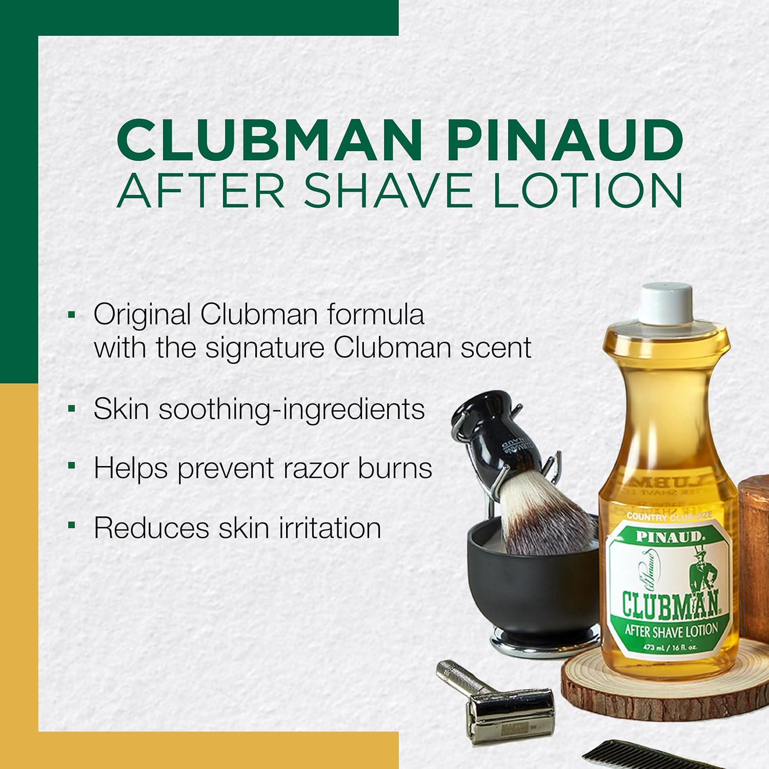 Clubman Pinaud After Shave Lotion, Soothes Skin After Shaving with Masculine Fragrance, 16 Oz
