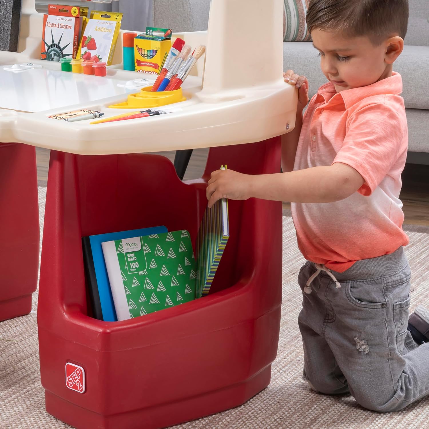 Step2 Deluxe Art Master Desk, Kids Activity Table & Chair, Arts & Crafts Desk, Made of Durable Plastic, For Toddlers 3+ Years Old