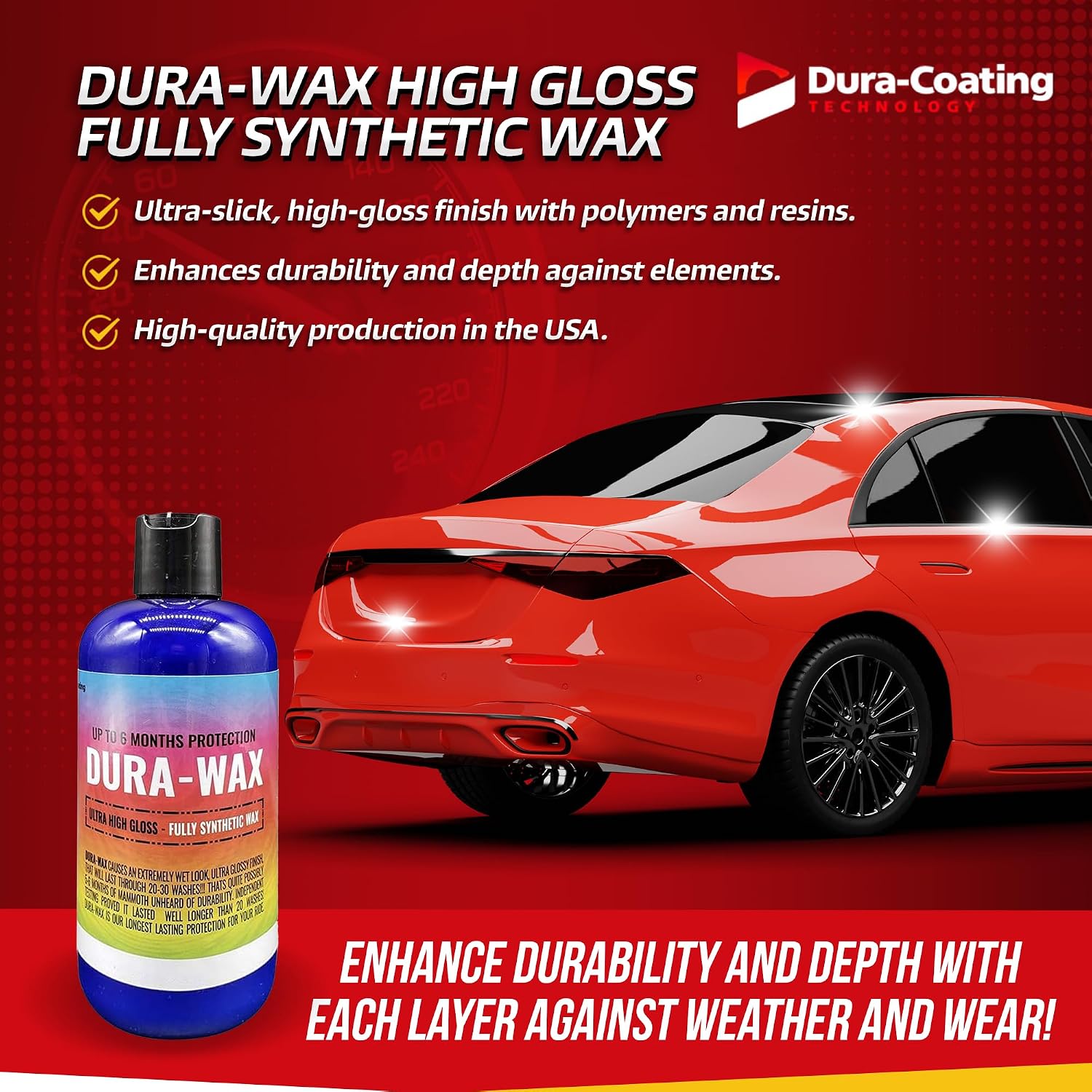 Dura-Coating Dura-Wax Fully Synthetic Wax Sealant - Advanced Enhanced Layer Car Shine & Protection for Ultra Slick