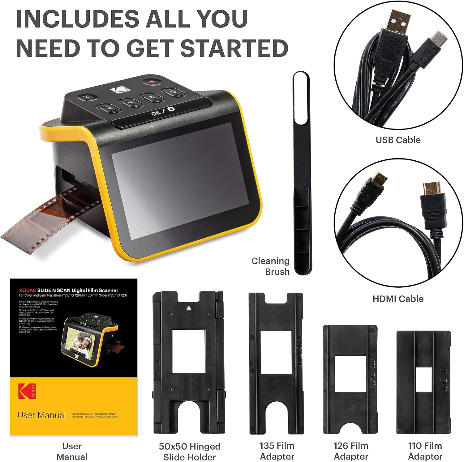 KODAK Slide N Scan Film & Slide Scanner, 22MP, 5" LCD Screen, 135/110/126mm