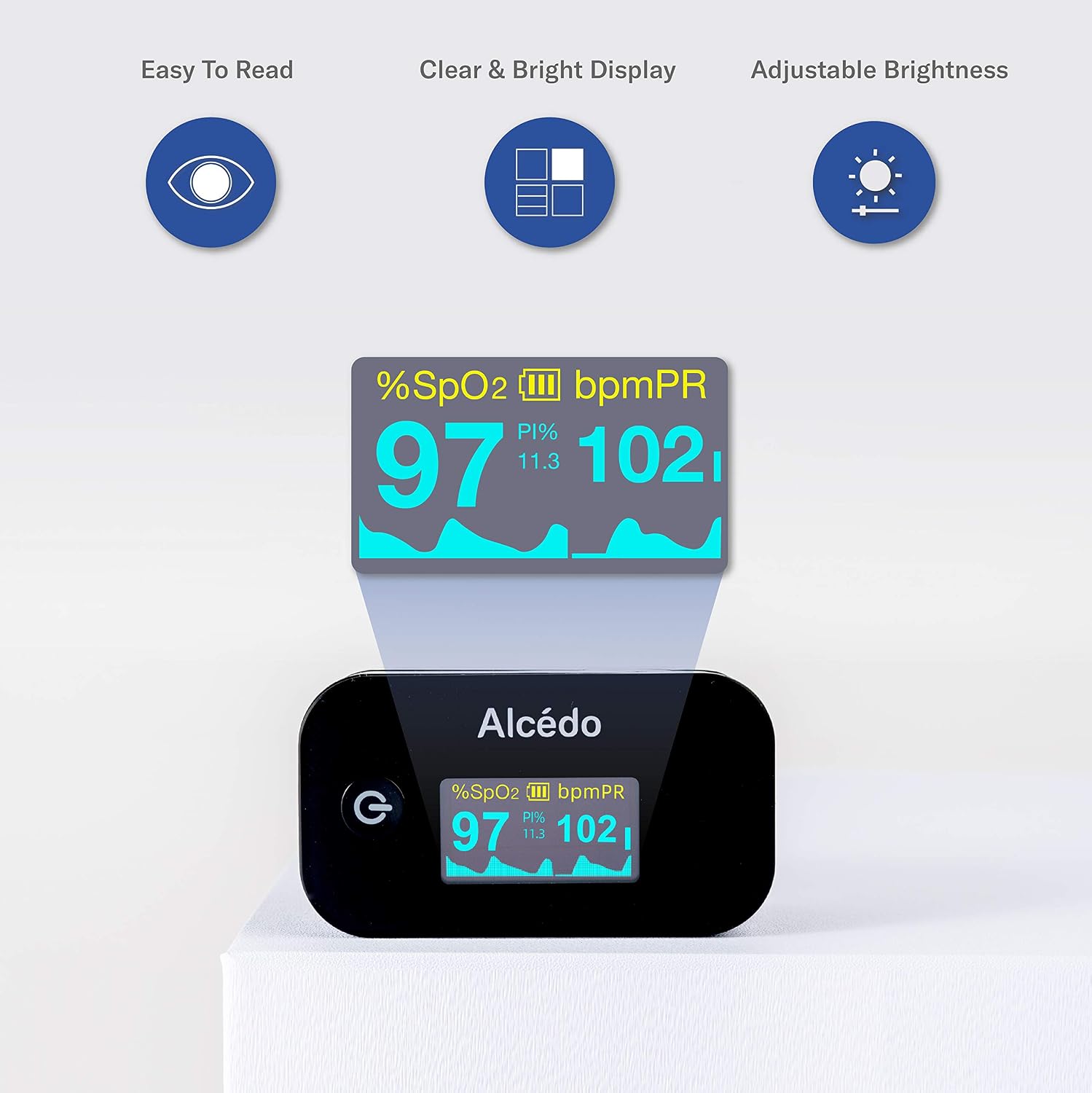 Alcedo Pulse Oximeter Fingertip, SpO2 & Heart Rate Monitor