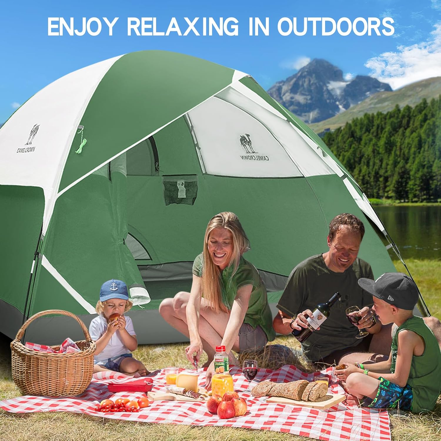 CAMEL CROWN Tents for Camping 2/3/4/5 Person Camping Dome Tent, Waterproof,Spacious, Lightweight Portable Backpacking Tent for Outdoor Camping/Hiking