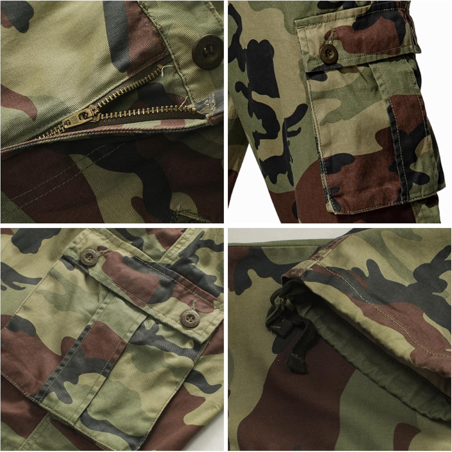 Mens Cargo Pants Camo Work Tactical Rip Stop BDU Casual Army Military Pants | 100% Cotton,Wear Resistant,Breathable,Sweat-absorbent,Men's Wild Cargo Pants with 8 Pockets,Relaxed Loose Fit Hiking Pants